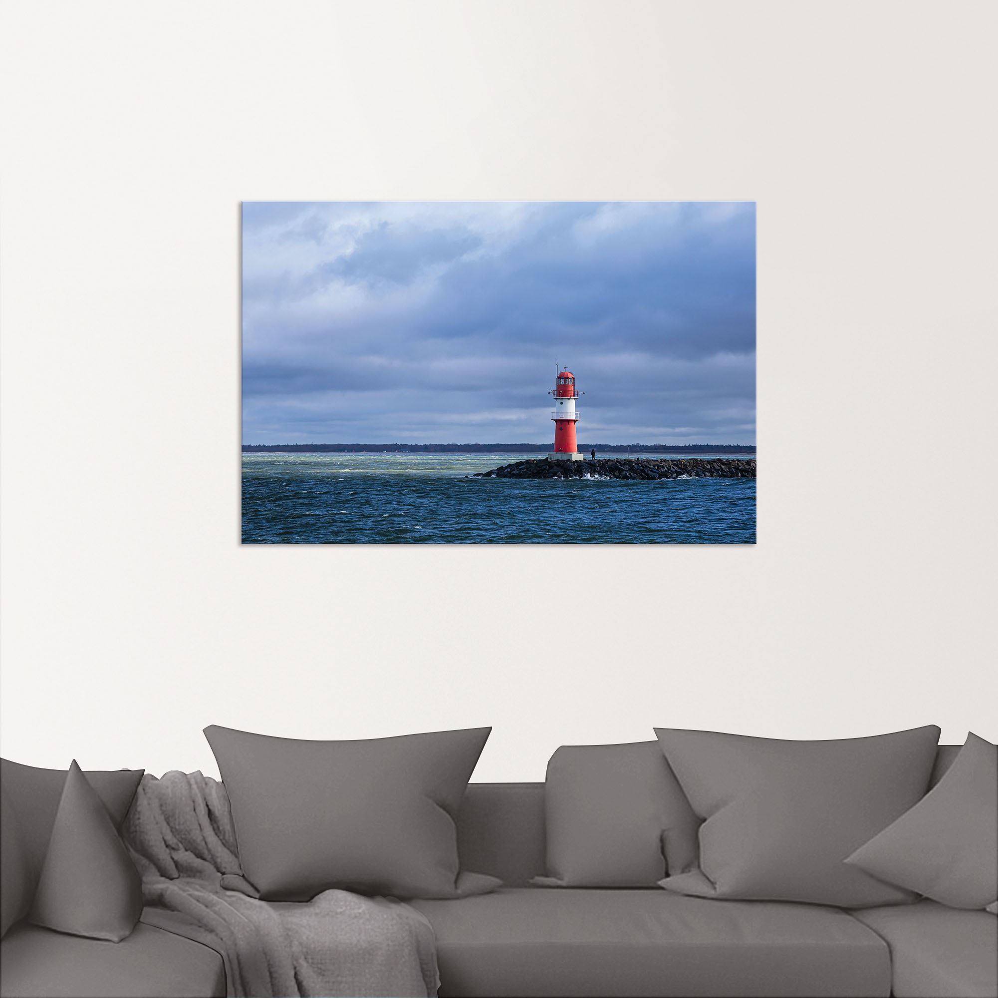 Artland Wandbild »Mole an der Ostseeküste in Warnemünde«, Gewässer, (1 St.), als Alubild, Leinwandbild, Wandaufkleber oder Poster in versch. Größen