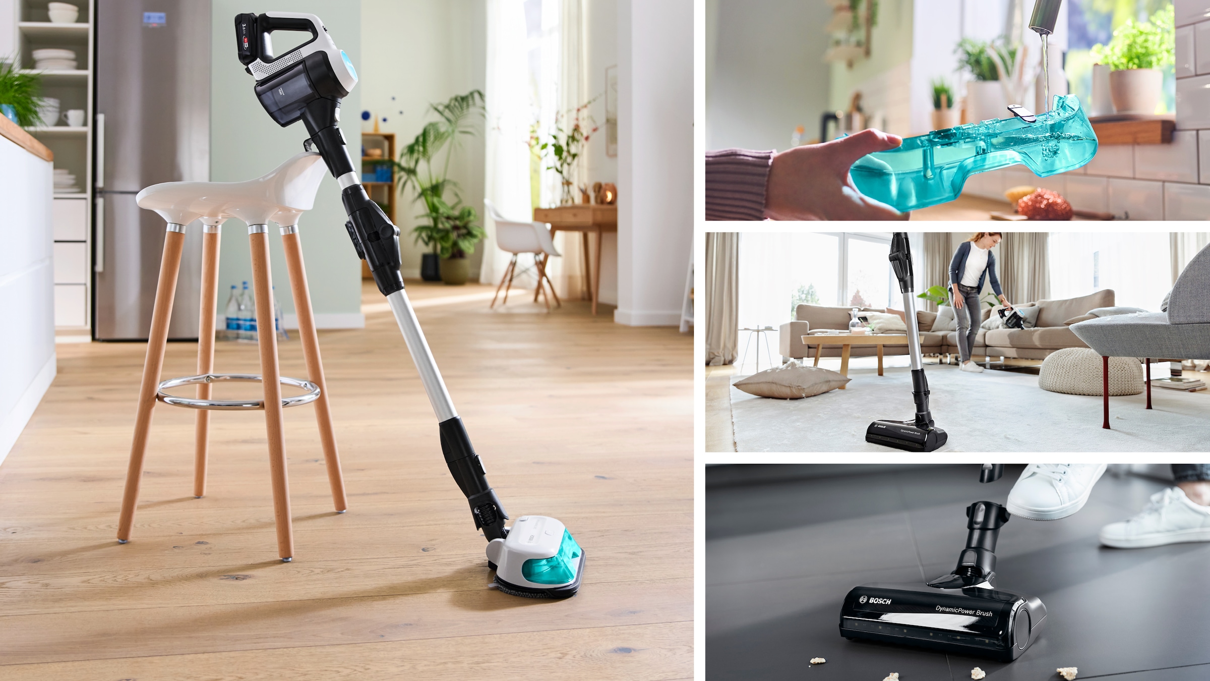 BOSCH Akku-Stielstaubsauger »Unlimited 7 ProHygienic Aqua BKS71HYG4, 2in1 Saugen & Wischen«, Knickrohr, Hygiene-Filter, 10 J. Motorgarantie, Mini-Turbo-Düse, weiß
