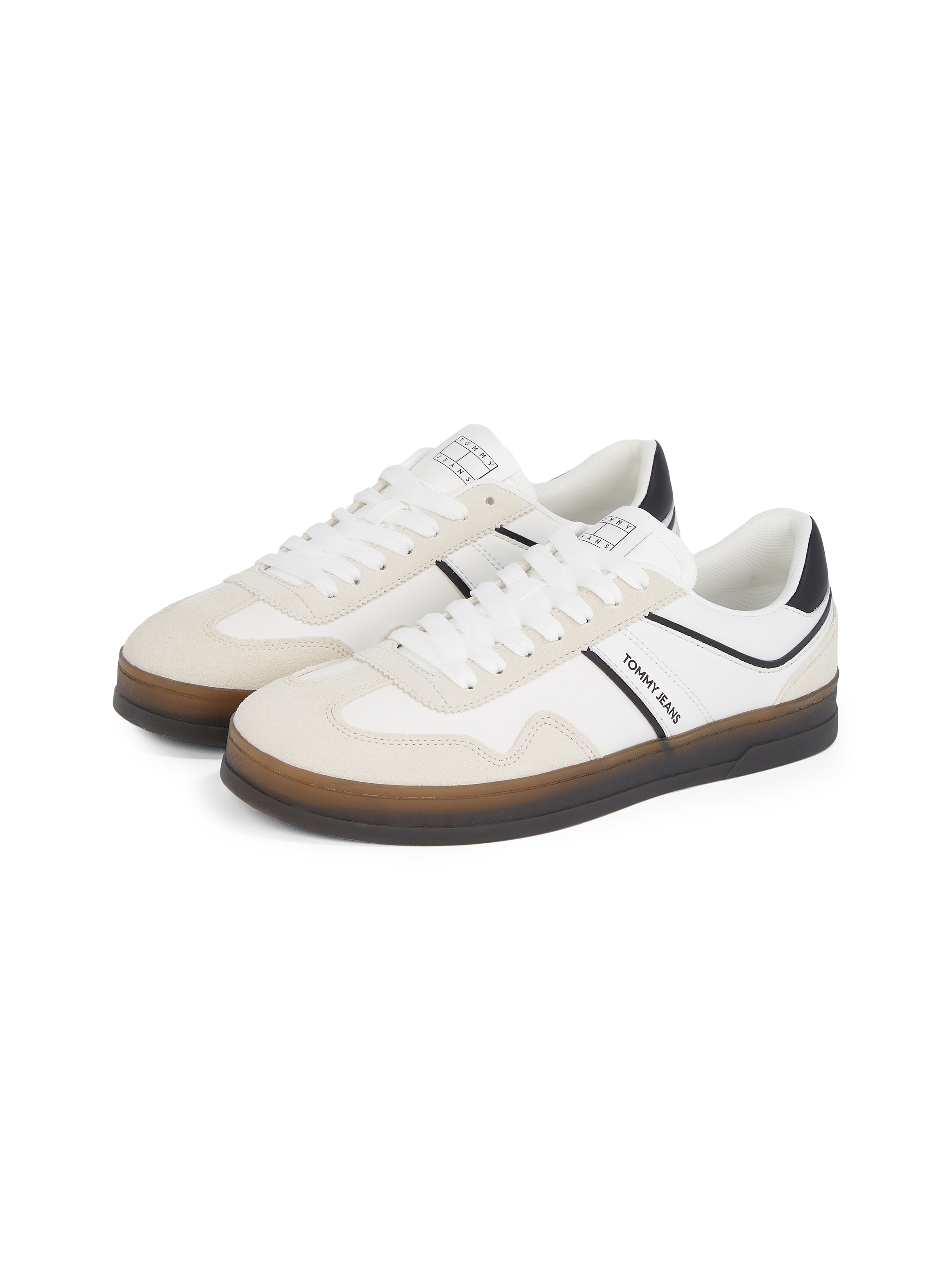 Tommy Jeans Sneaker »THE GREENWICH LEATHER«, Freizeitschuh, Halbschuh, Schnürschuh mit Kontrastbesatz