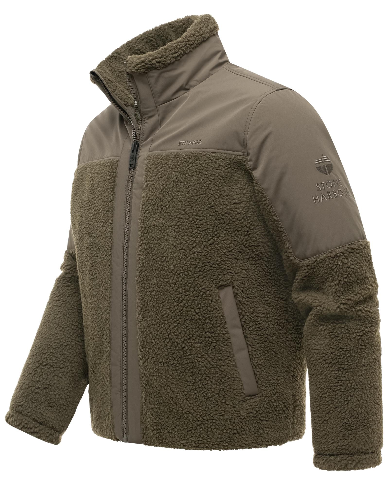 Stone Harbour Plüschjacke »Riveen XX« ohne Kapuze Warme Winterjacke mit Teddyfleece Materialmix
