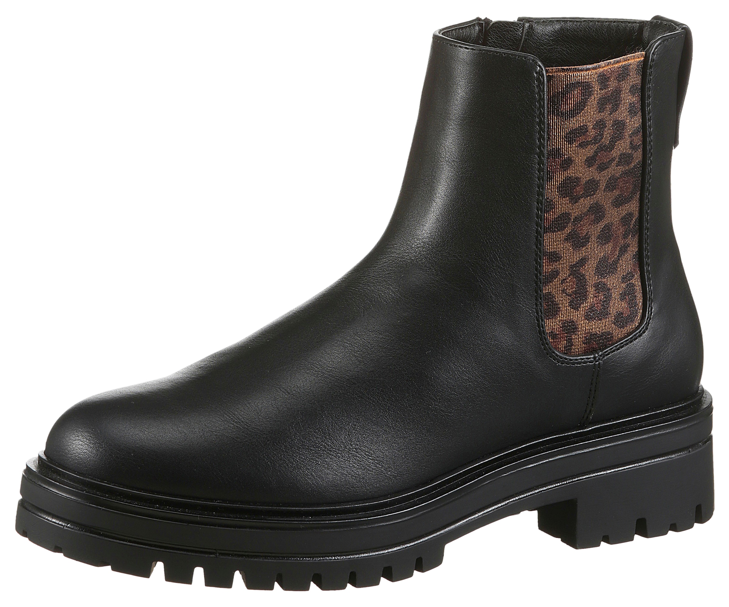Aniston SHOES Chelseaboots, Stiefelette, Blockabsatz, mit Animal-Print - NEUE KOLLEKTION