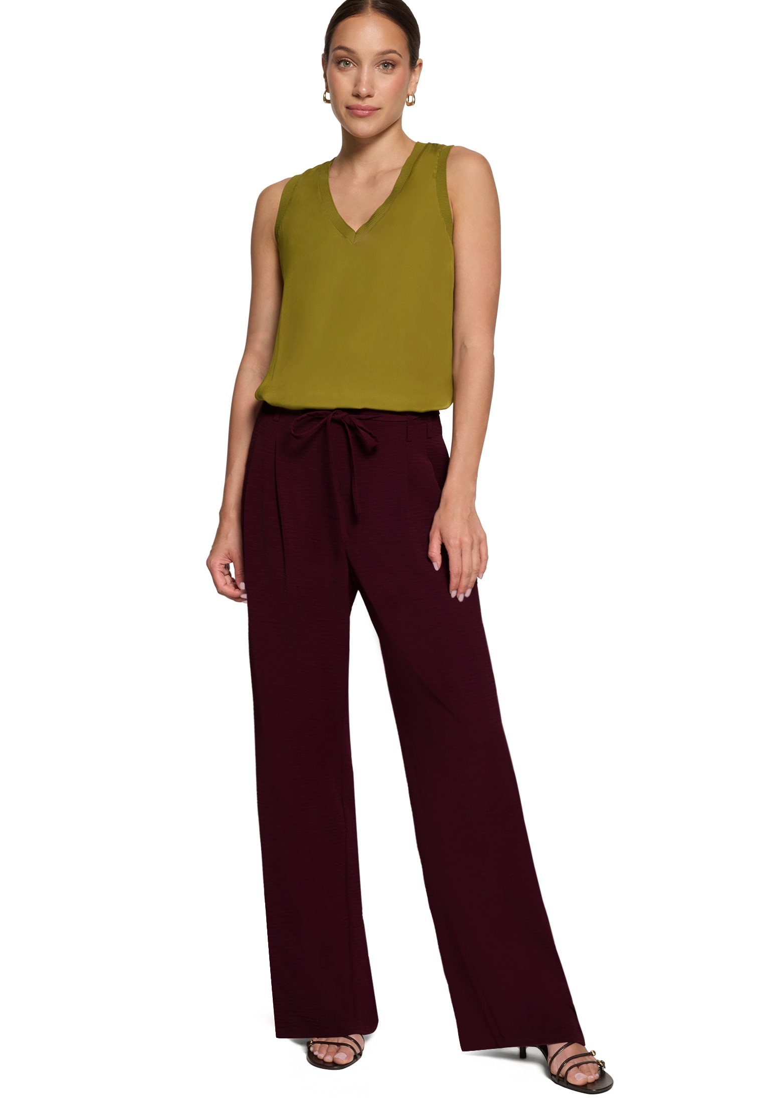 Zero Stoffhose »Damen fit Hose mit Bindegürtel«  Material