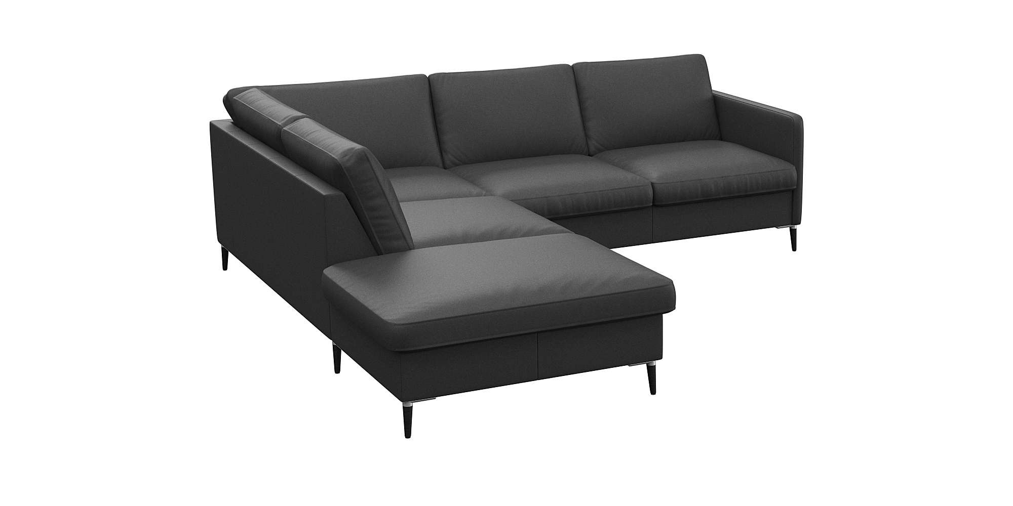 FLEXLUX Ecksofa »Fiore, L-Form«, schmale Armlehnen, Füße Alu/schwarz, B/T 234/225cm, Kaltschaum im Sitz
