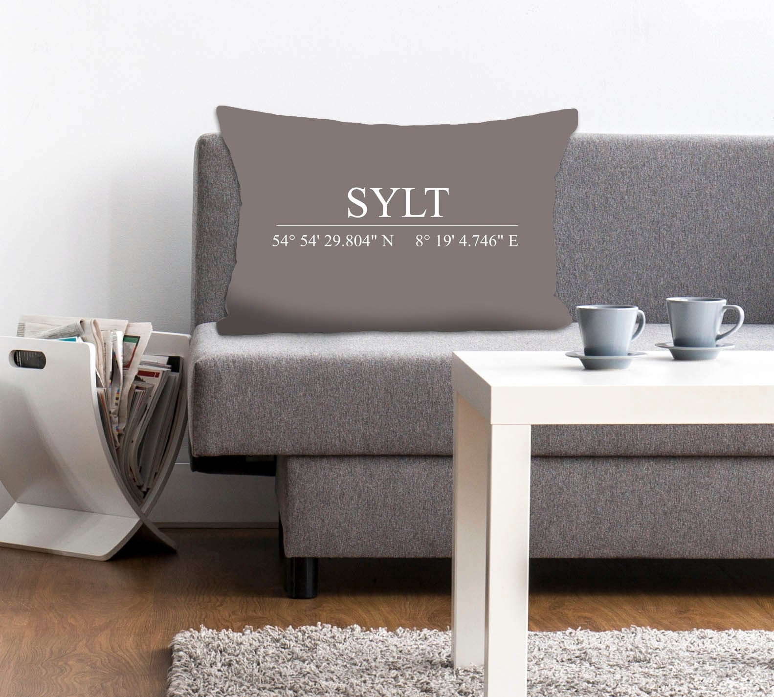 queence Dekokissen "Sylt" Kissenhülle,Sylt Schriftzug,Sylt,Koordinaten,Nordsee,Maritim