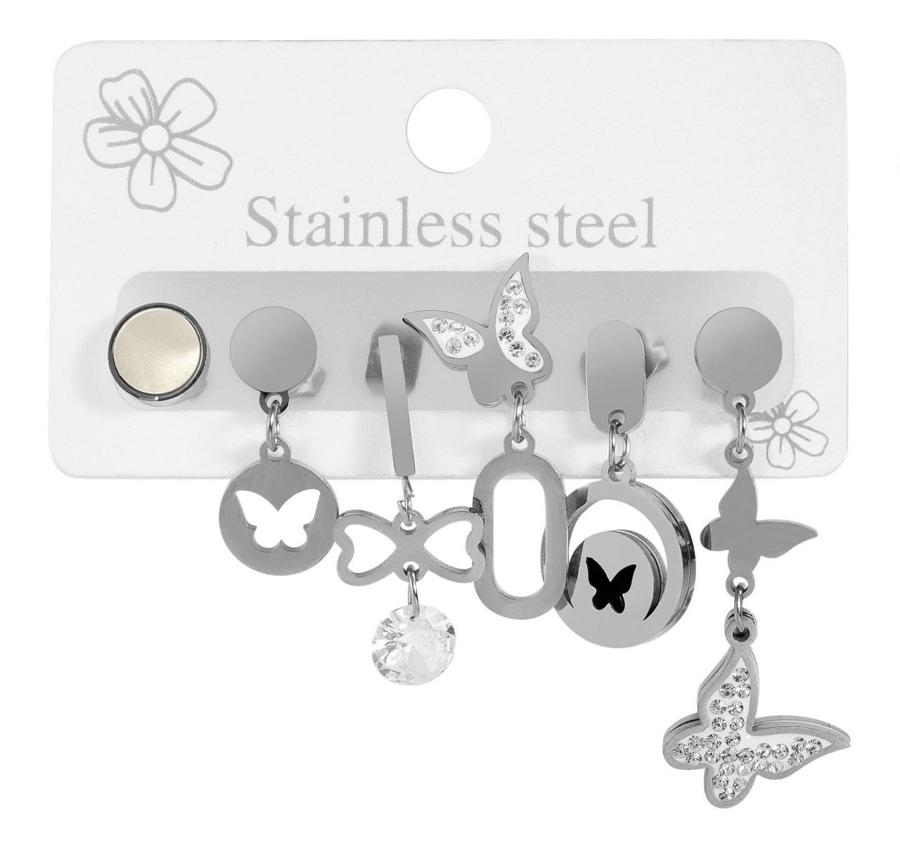 Paar Ohrhänger ADELIA´S "Damen Ohrstecker aus Edelstahl mit Schmetterling", silber, Ohrringe, Damen, Damen, Edelstahl