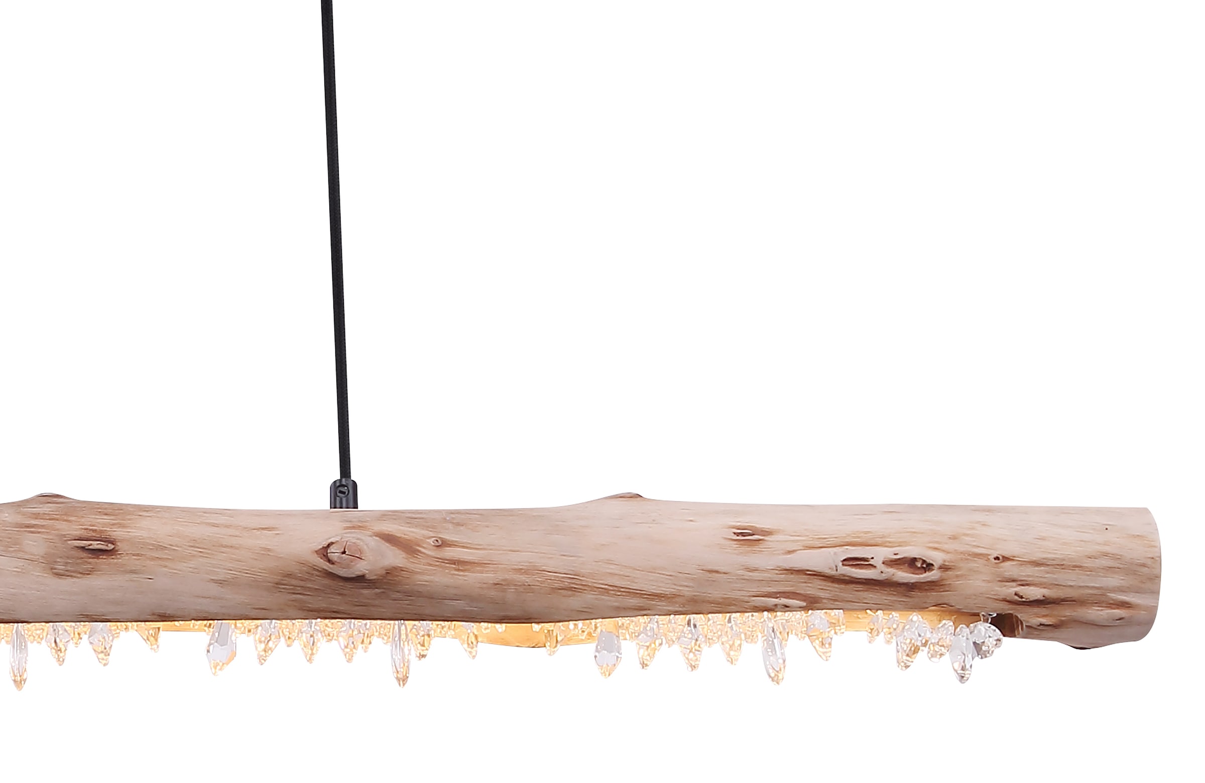 GLOBO LIGHTING Hängeleuchte »FELICITAS« LED-Modul 1 Stk. Warmweiß Hängeleuchte Schwarz/Holz, Acrylkristalle, Stufenschalter, LED 15W