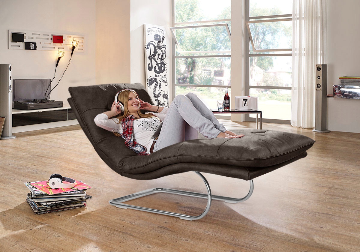 W.SCHILLIG Relaxliege "daily dreams" in Waffelkissen-Optik, wahlweise mit Motor, Freischwingergestell