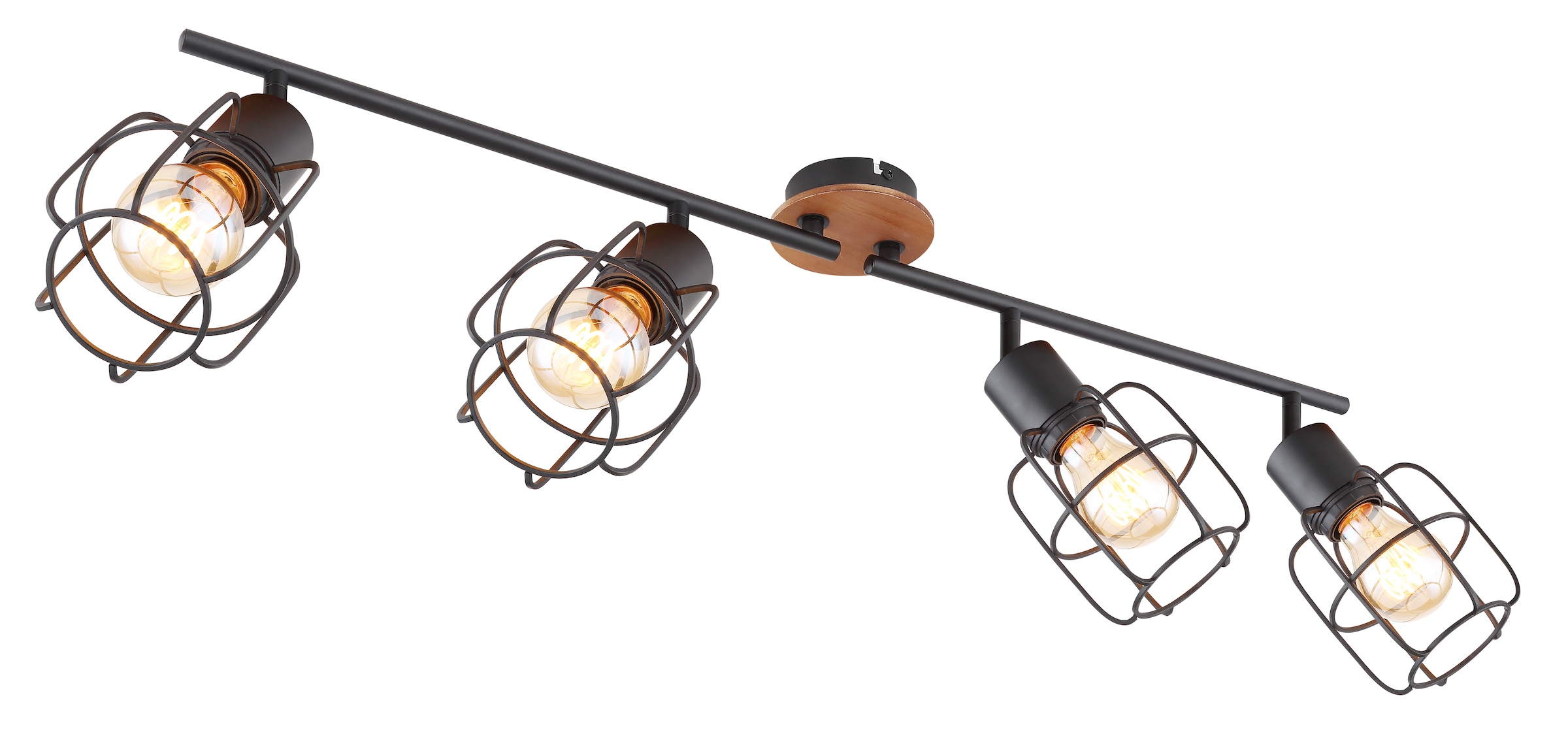 GLOBO LIGHTING Deckenstrahler »WILLA«, Leuchtmittel E27 | ohne Leuchtmittel, Deckenspot/Holz/schwarz/beweglich/Flur/Wohnzimmer/Schlafzimmer