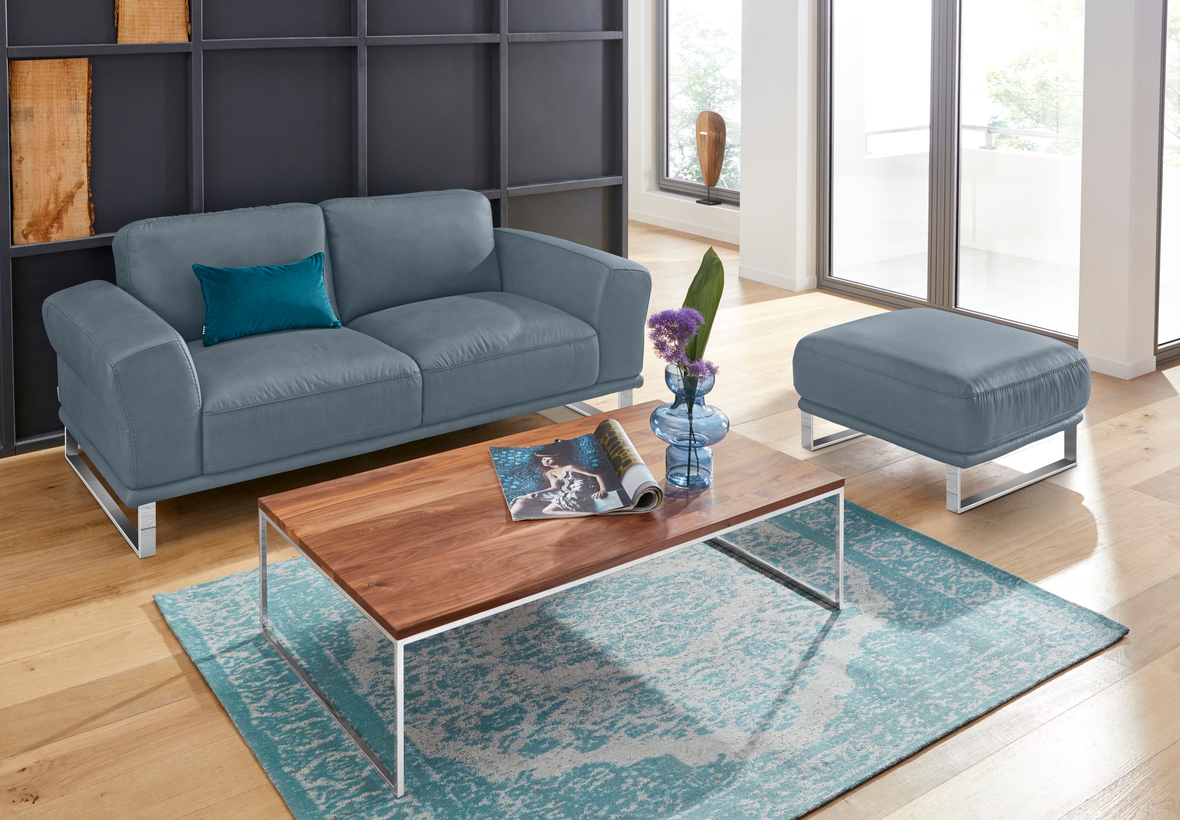 W.SCHILLIG Hocker »montanaa«, mit Metallkufen in Chrom glänzend, Breite 71 cm