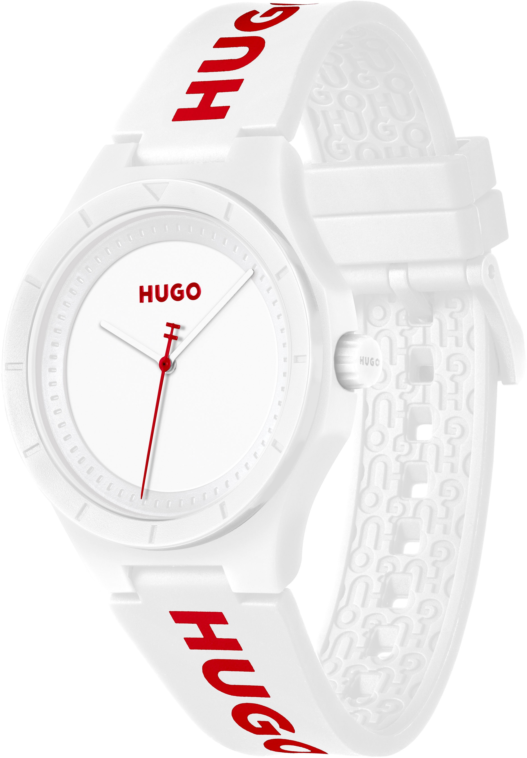 HUGO Quarzuhr »#LIT FOR HIM«, Armbanduhr, Herrenuhr, Mineralglas, Silikonarmband