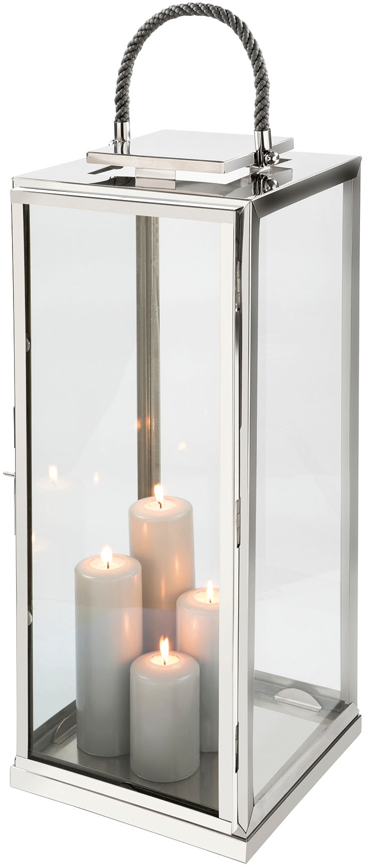 Silberfarben (1 und - »SEVILLA«, Kerzenlaterne | Glas aus St.), Edelstahl Fink BAUR