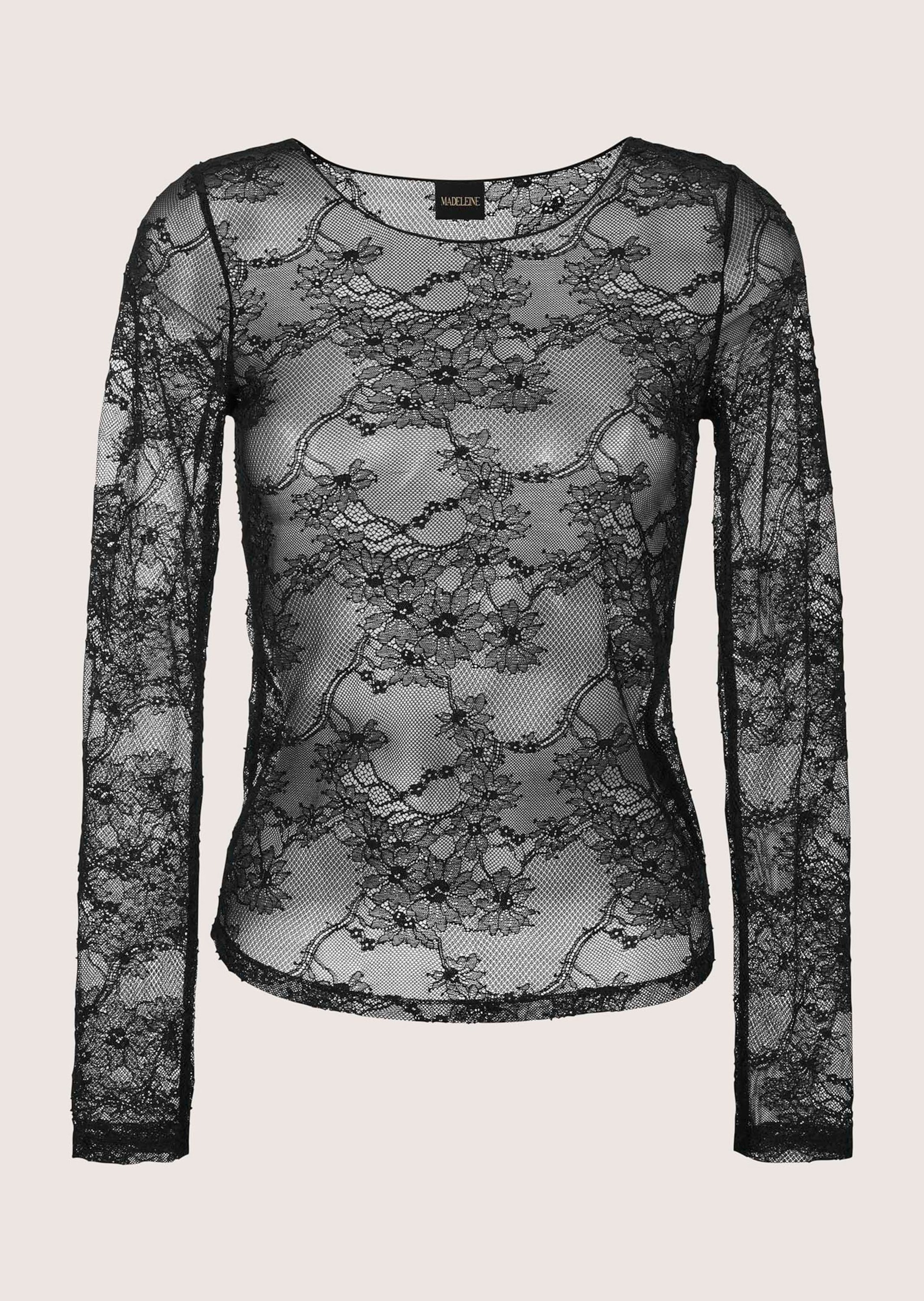 MADELEINE Langarmshirt "Mesh-Top Elegantes Rundhals-Oberteil aus feinem Net günstig online kaufen