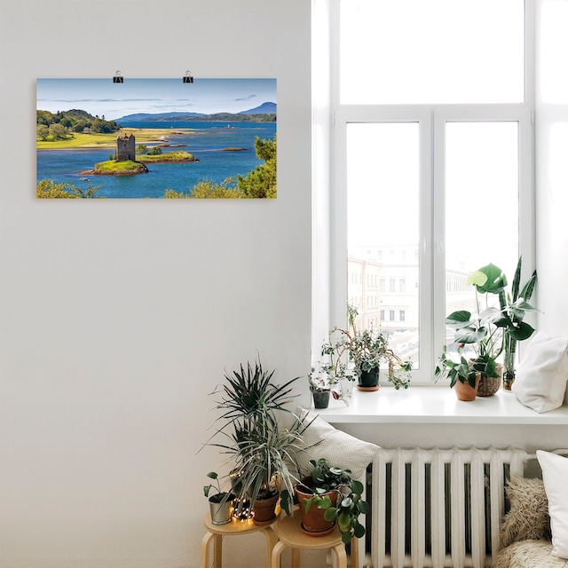 Black Friday Artland Wandbild »Castle Stalker am Loch Linnhe«, Gebäude, (1  St.), als Alubild, Leinwandbild, Wandaufkleber oder Poster in versch. Größen  | BAUR