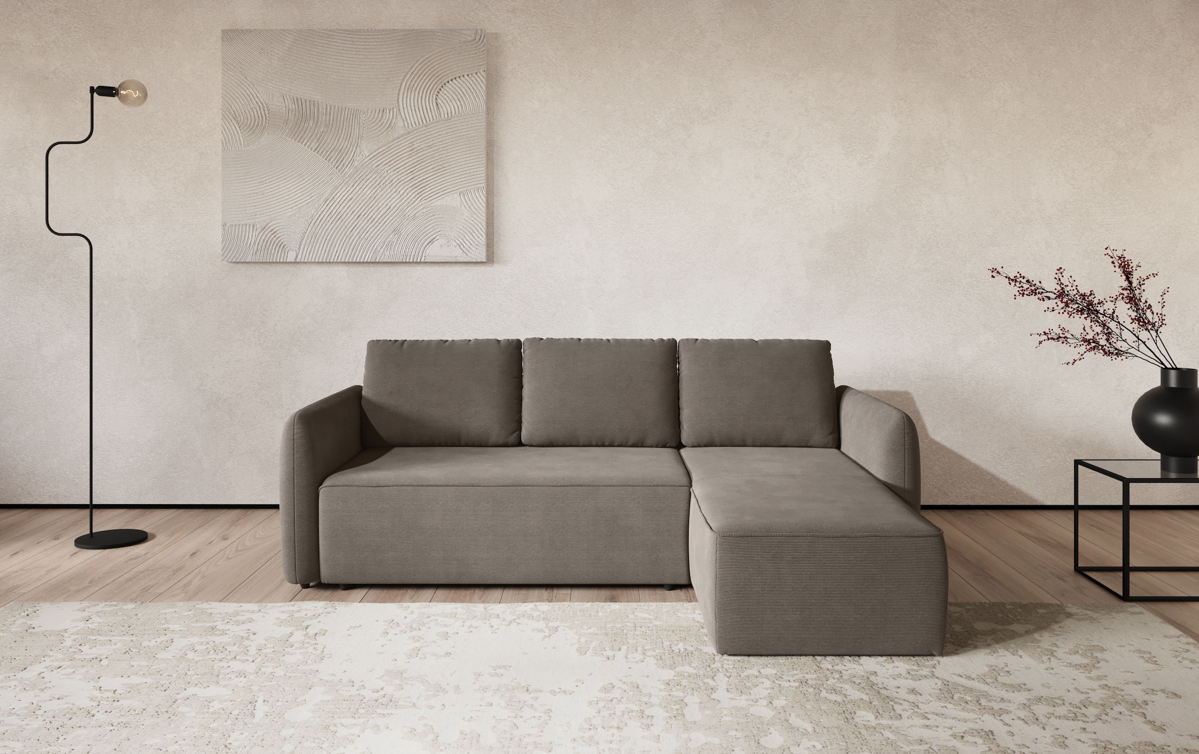 COTTA Ecksofa "Flow, bequem, L-Form, Breite 239 cm, schmale Armlehnen" wahlweise mit Schlaffunktion