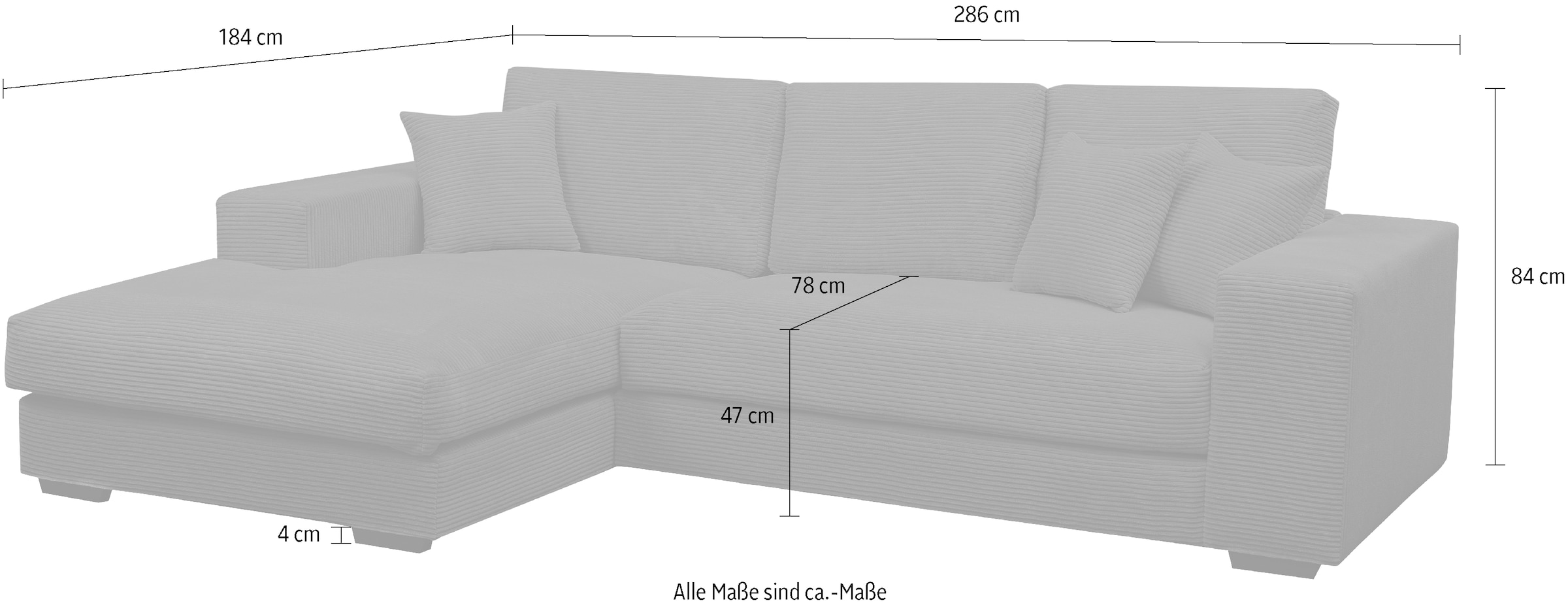 WERK2 Ecksofa »Eden L-Form«, Design Ecksofa in Cord mit besonders weichem Sitzkomfort