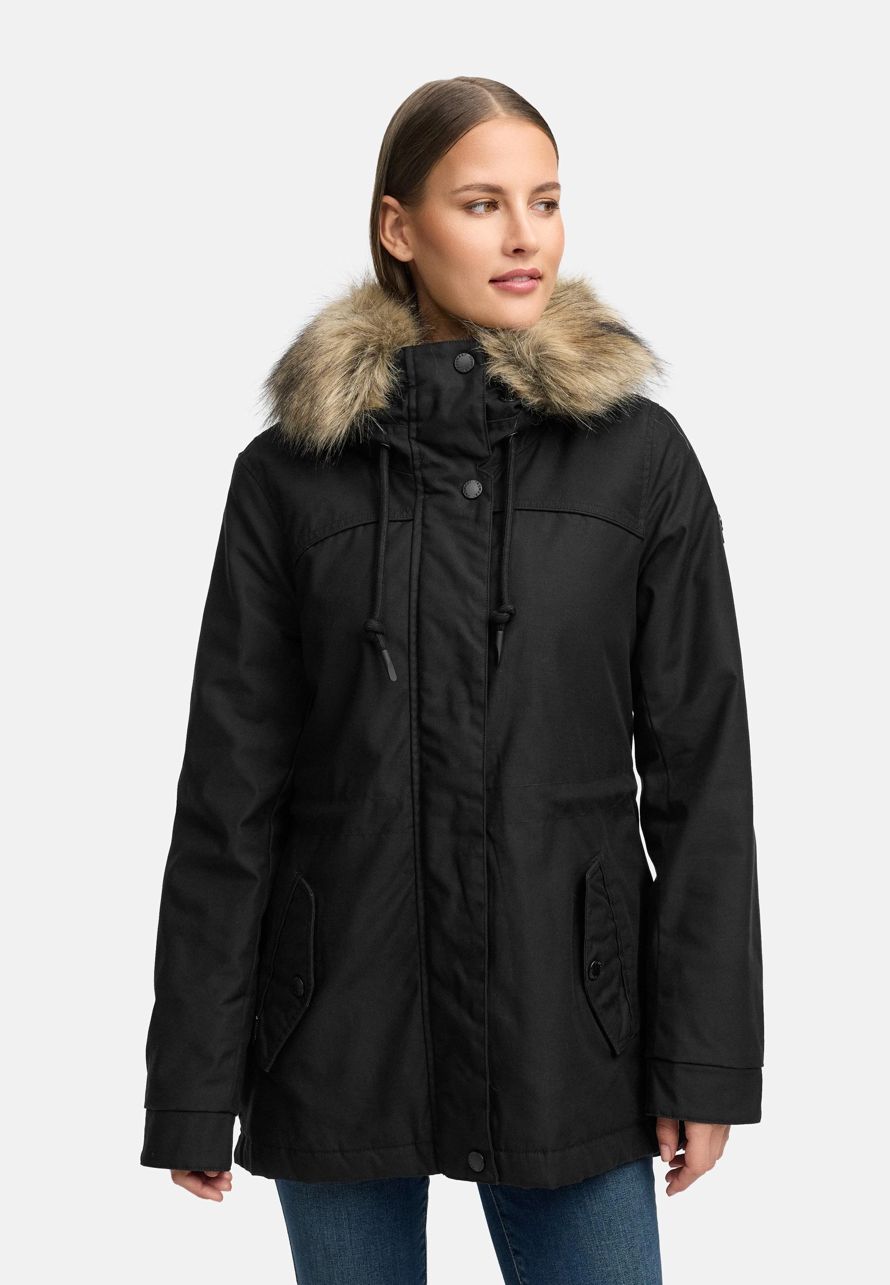 Ragwear Winterjacke »Tawny Short YOUMODO« mit Kapuze Warme Jacke mit großer Kapuze und Kunstfellkragen