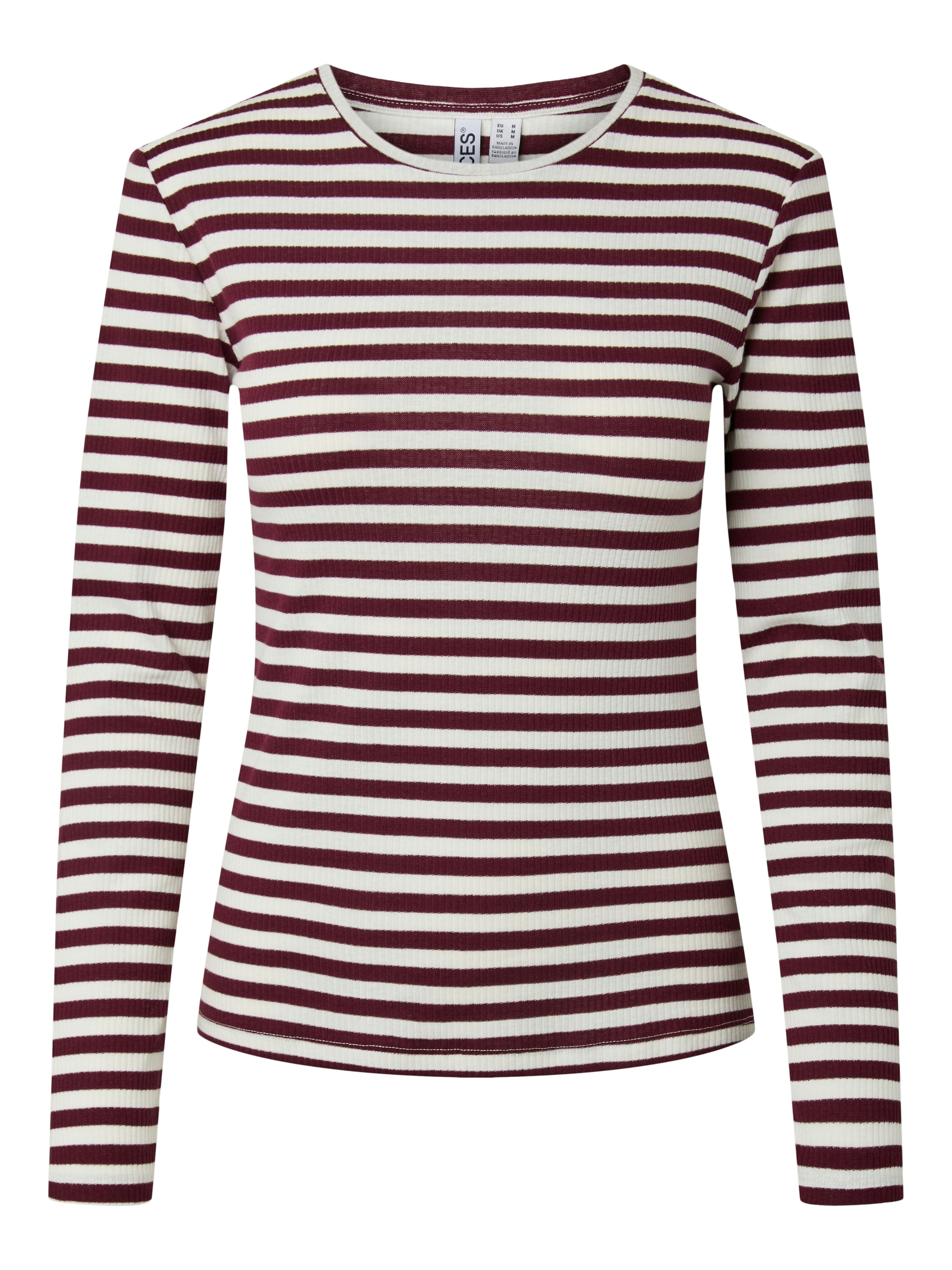 pieces Langarmshirt »PCRUKA LS TOP NOOS BC« Baumwollmischung, slim fit