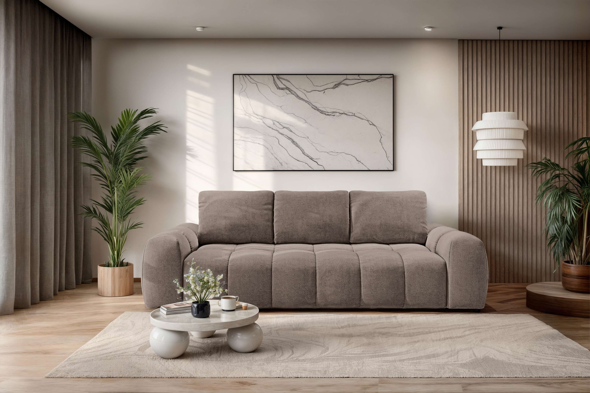 OTTO home 3-Sitzer "AZITA optionale Schlafsofa mit Bettkasten, Breite 253cm" Sofa mit Wellenunterfederung, Bubble-Optik, Verlässliche Qualität