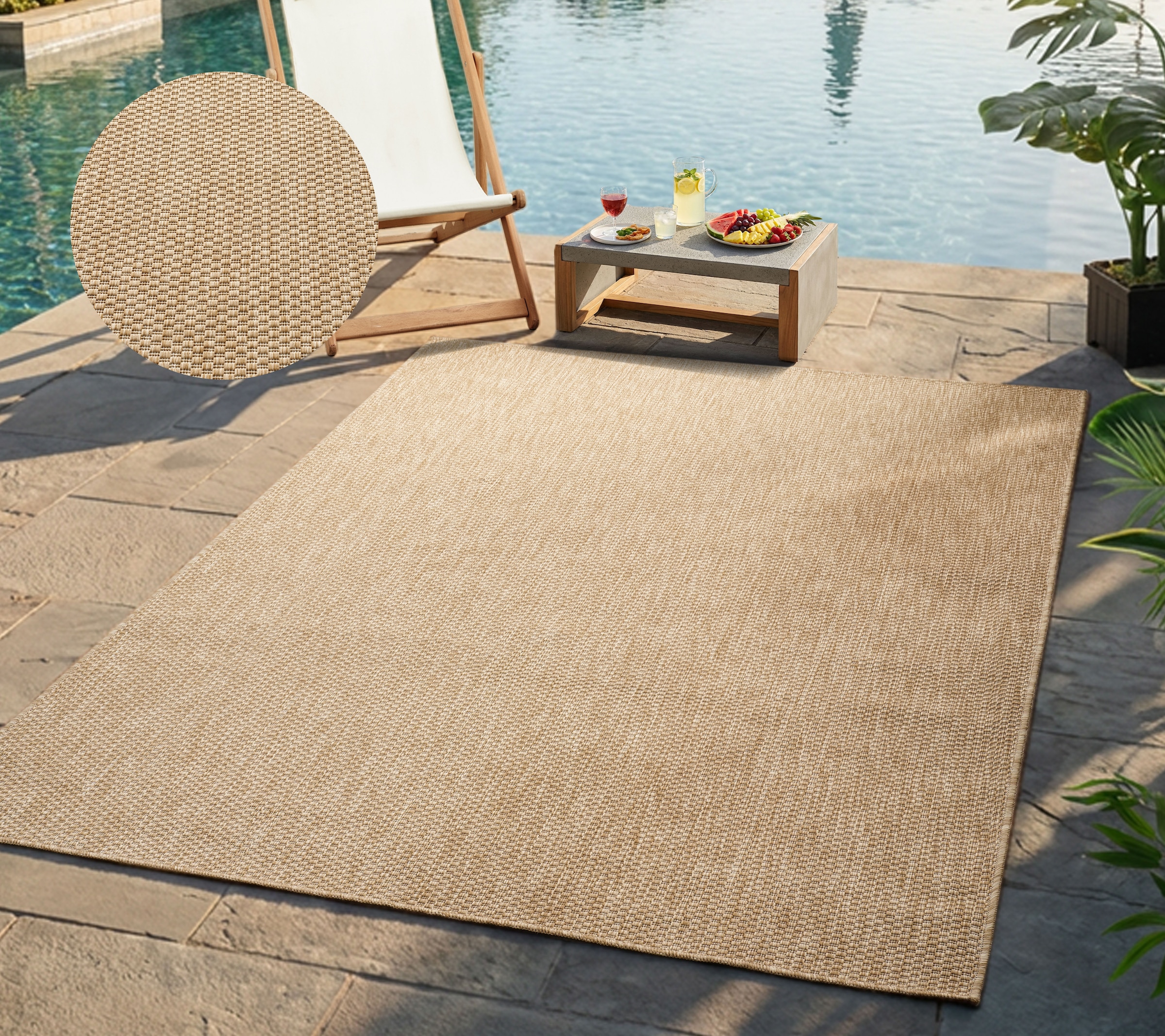 Bruno Banani Teppich "Venezia, auch als Läufer" rechteckig 4 mm Höhe In- und Outdoor geeignet, Sisal-Optik, Wetterfest & UV-beständig