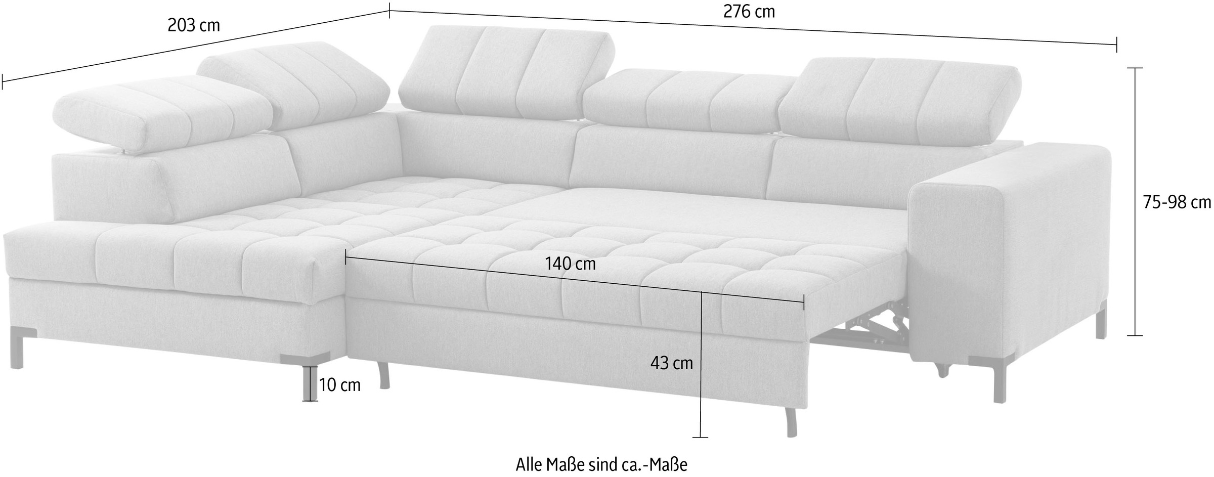 exxpo - sofa fashion Ecksofa »Bocco, hochwertige Verarbeitung, toller Sitzkomfort, bequem, L-Form«, wahlweise mit Bettfunktion u. Bettkasten, inkl. Kopfteilverstellung