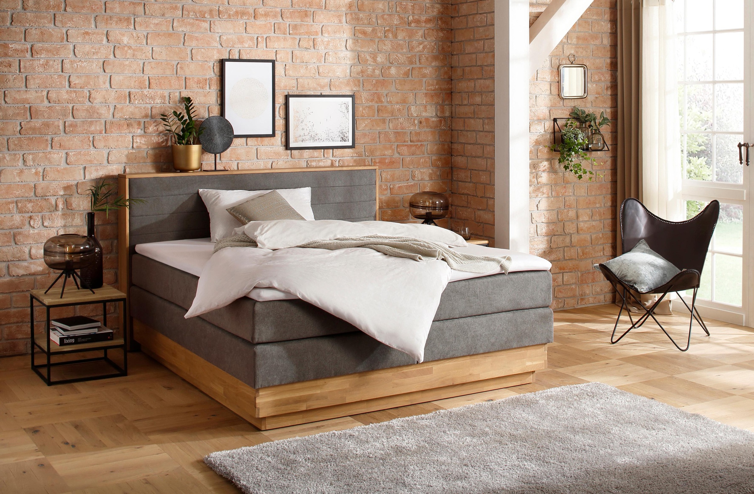 Home affaire Boxspringbett "Cavan" Eiche, inkl. Bettkasten & Topper, versch günstig online kaufen
