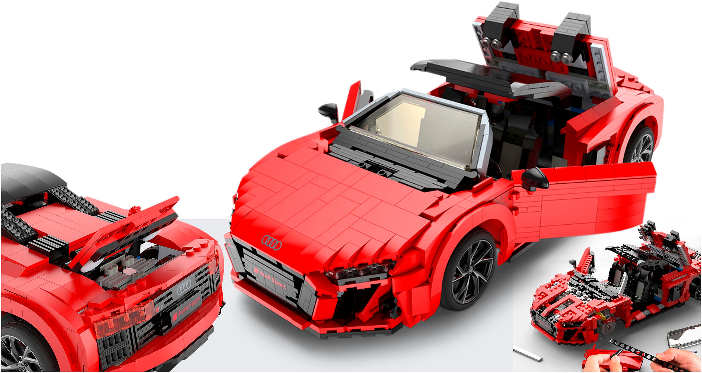 Jamara Konstruktions-Spielset »Audi R8 Spyder 1:14 rot Bricks«, (1440 St.), Maßstab 1:14, offiziell lizensiert