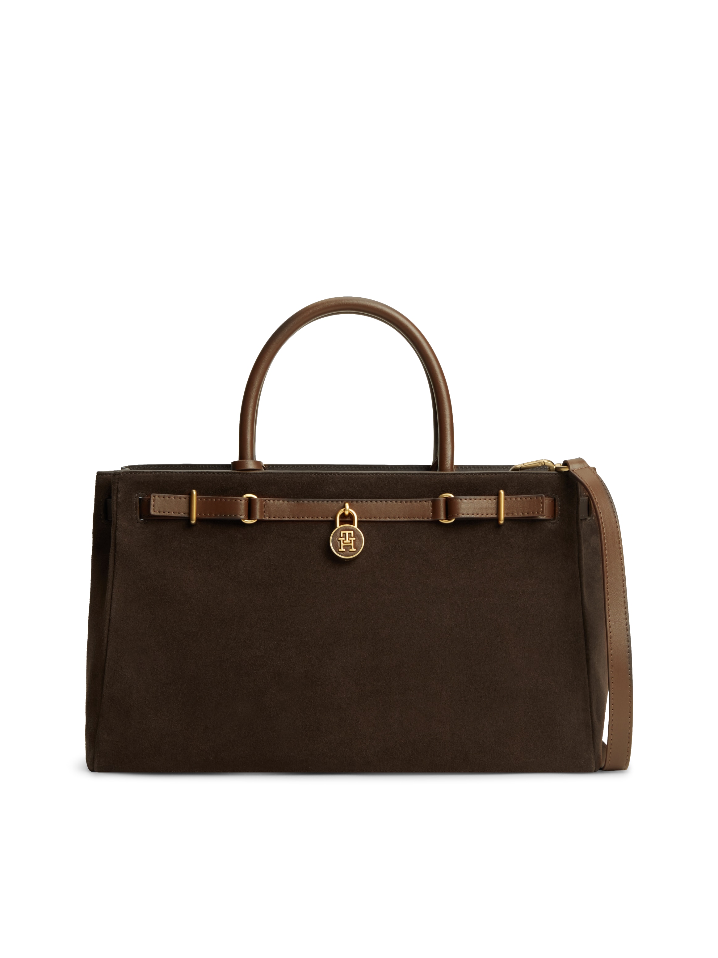 Tommy Hilfiger Handtasche "AMERICAN ICON TOTE SUEDE" Damen Umhängetasche, Schultertasche mit TH-Schmuckschloss