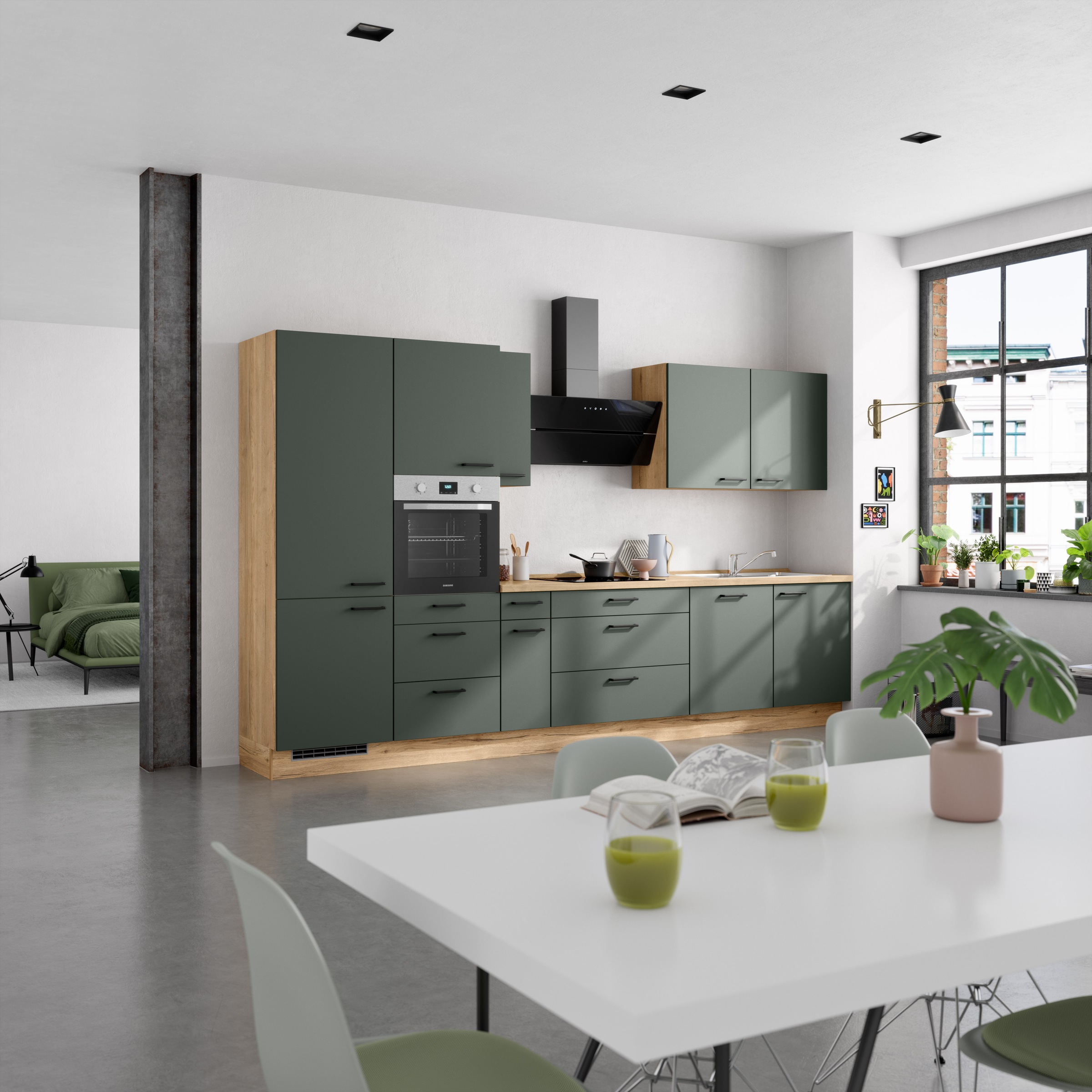 nobilia® Küchenzeile »"Easytouch II"«, vormontiert, Ausrichtung wählbar, Breite 360 cm, wahlw. mit E-Geräten