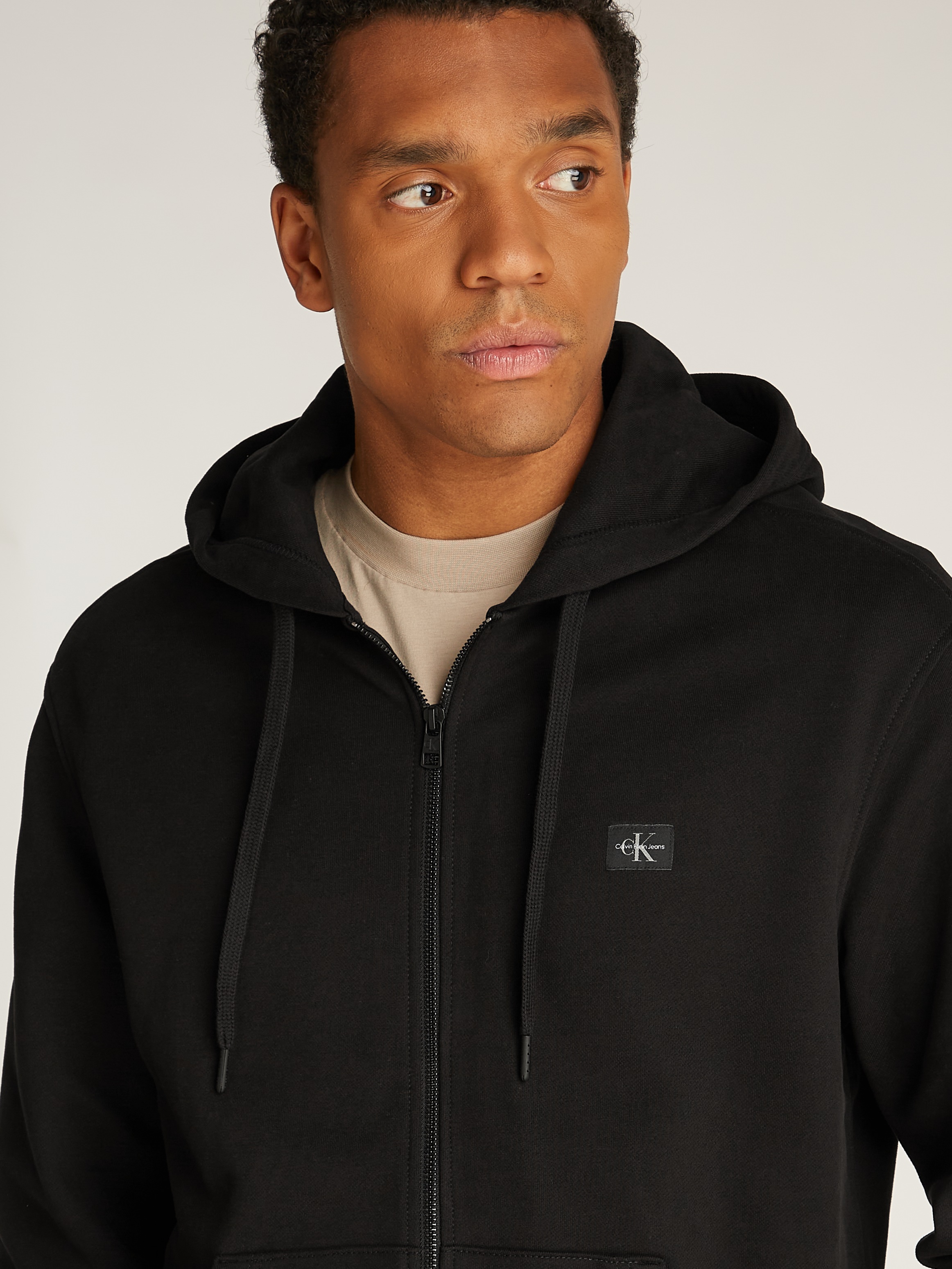 Thumbnail - Calvin Klein Jeans Sweatjacke "WOVEN LABEL ZIP THROUGH HOODIE", mit Logopatch