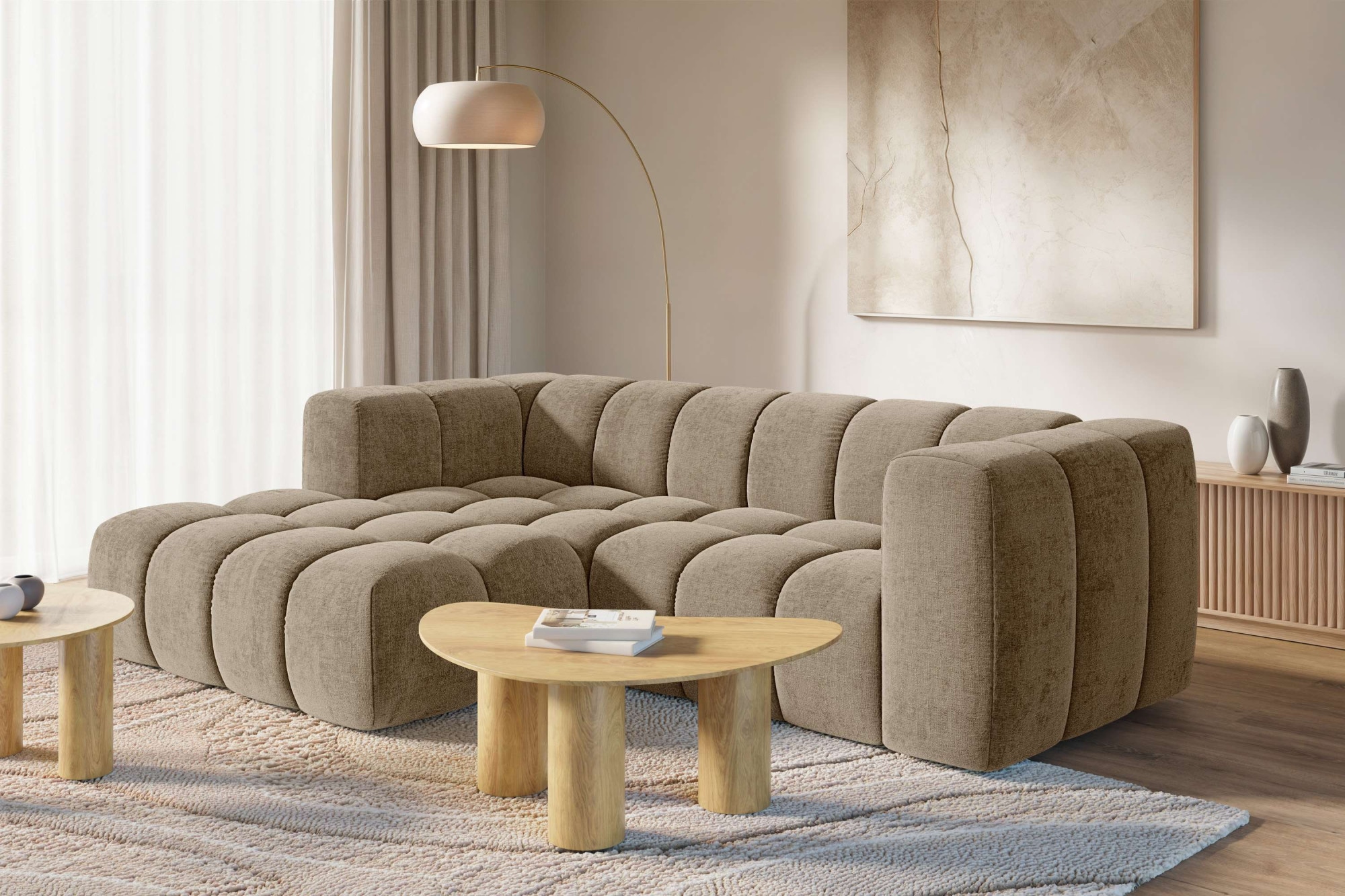 homsy by Ana Johnson Ecksofa ""L" BOUBELLE L-Form, Design-Sofa, Bubble-Optik, Breite 247 cm" hoher Sitzkomfort dank Wellenunterfederung, L Sitztiefe 63 cm