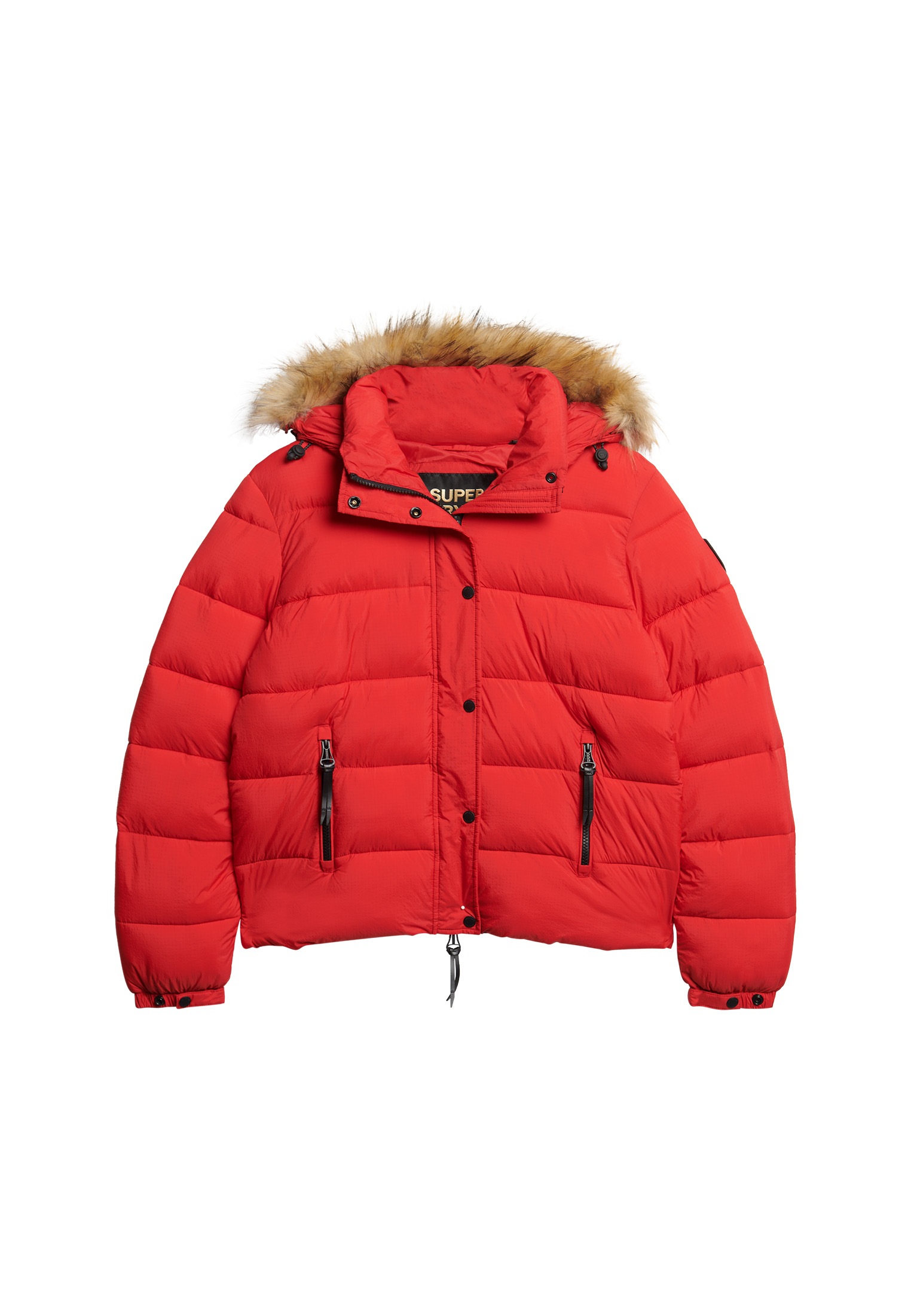 Superdry Steppjacke »FAUX FUR SHORT HOOD PUFFER«, mit Kapuze