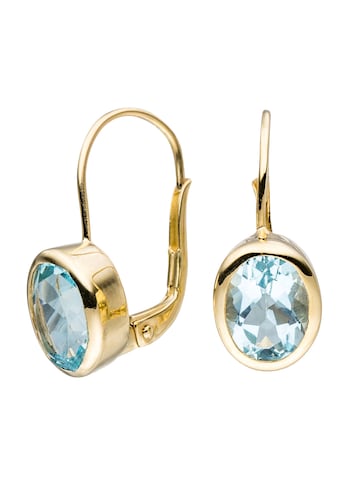 Paar Ohrhänger »Ohrringe mit Blautopas«, oval 333 Gold mit Blautopas