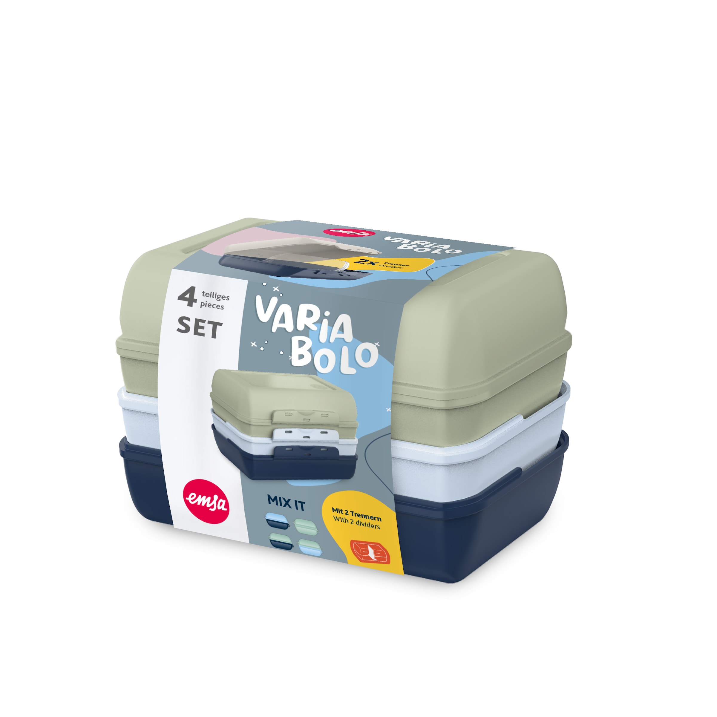 Emsa Lunchbox "Variabolo" Set, 4 tlg. tlg. platzsparend, verschiedene Farbk günstig online kaufen