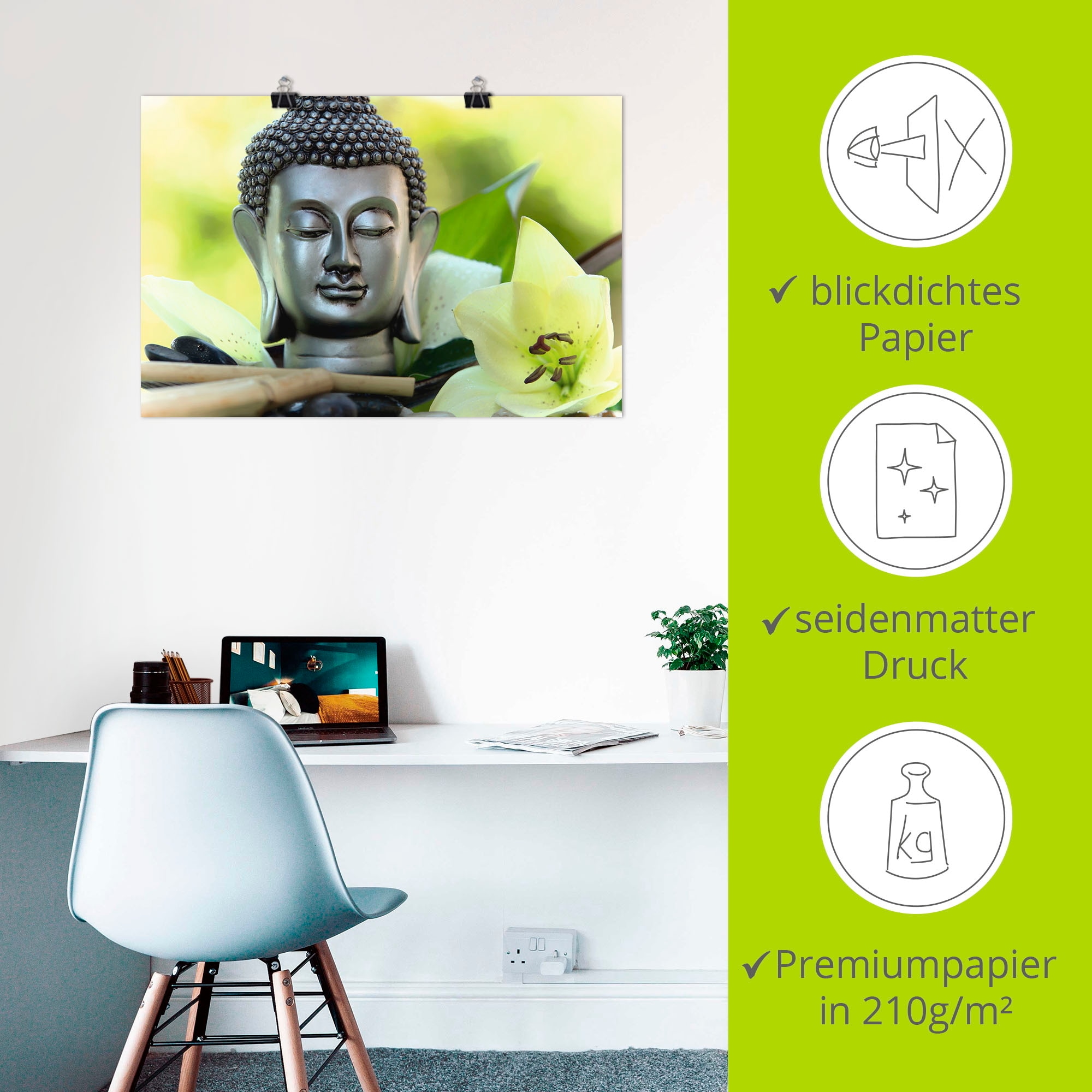 Artland Wandbild »Entspannung und Ruhe mit Buddha« Buddhismus 1 Stk. tlg. als Alubild, Outdoorbild, Leinwandbild, Poster, Wandaufkleber