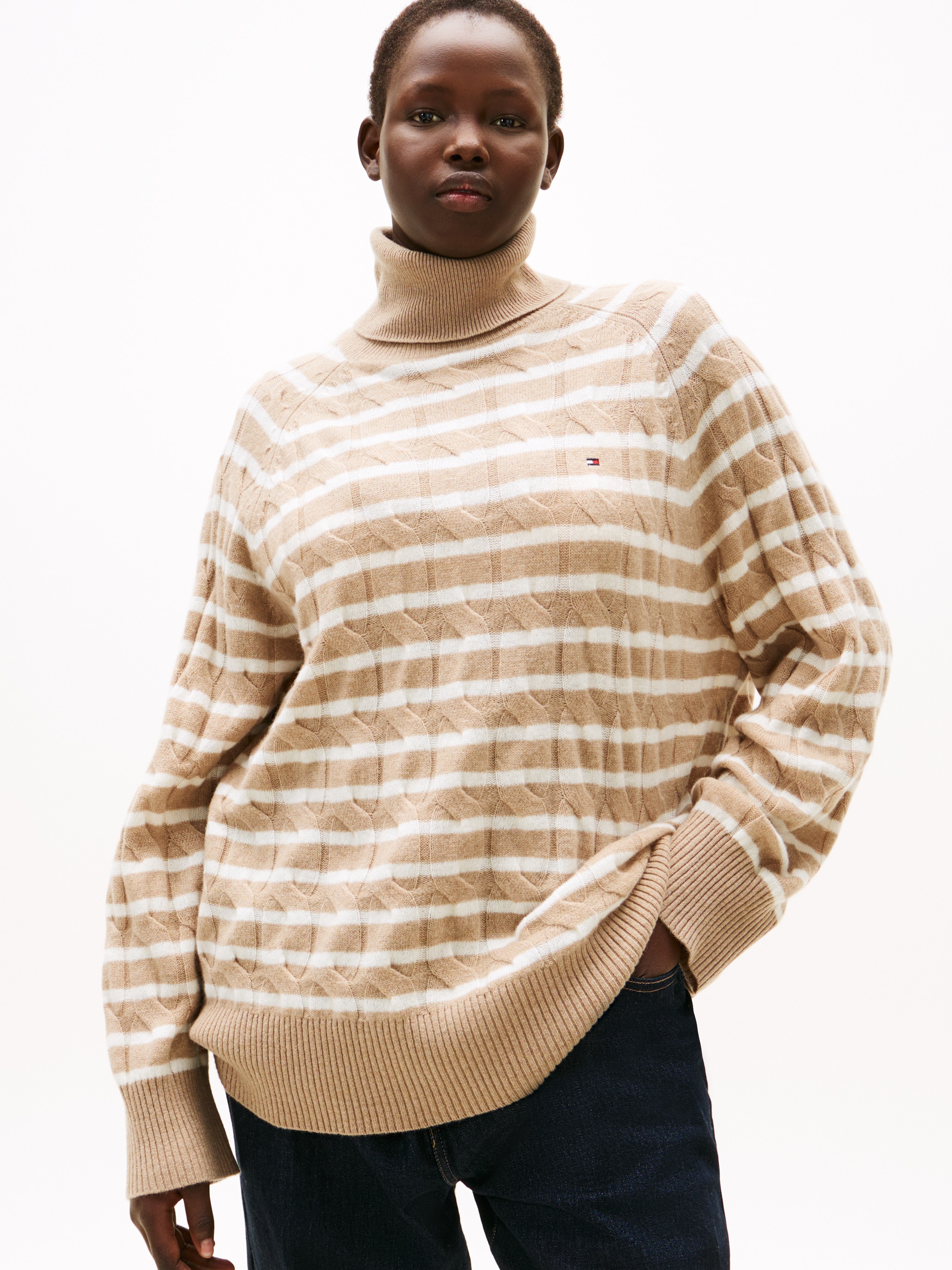 Tommy Hilfiger Curve Rollkragenpullover "CRV SOFT WOOL CABLE ROLL-NK SWT", günstig online kaufen