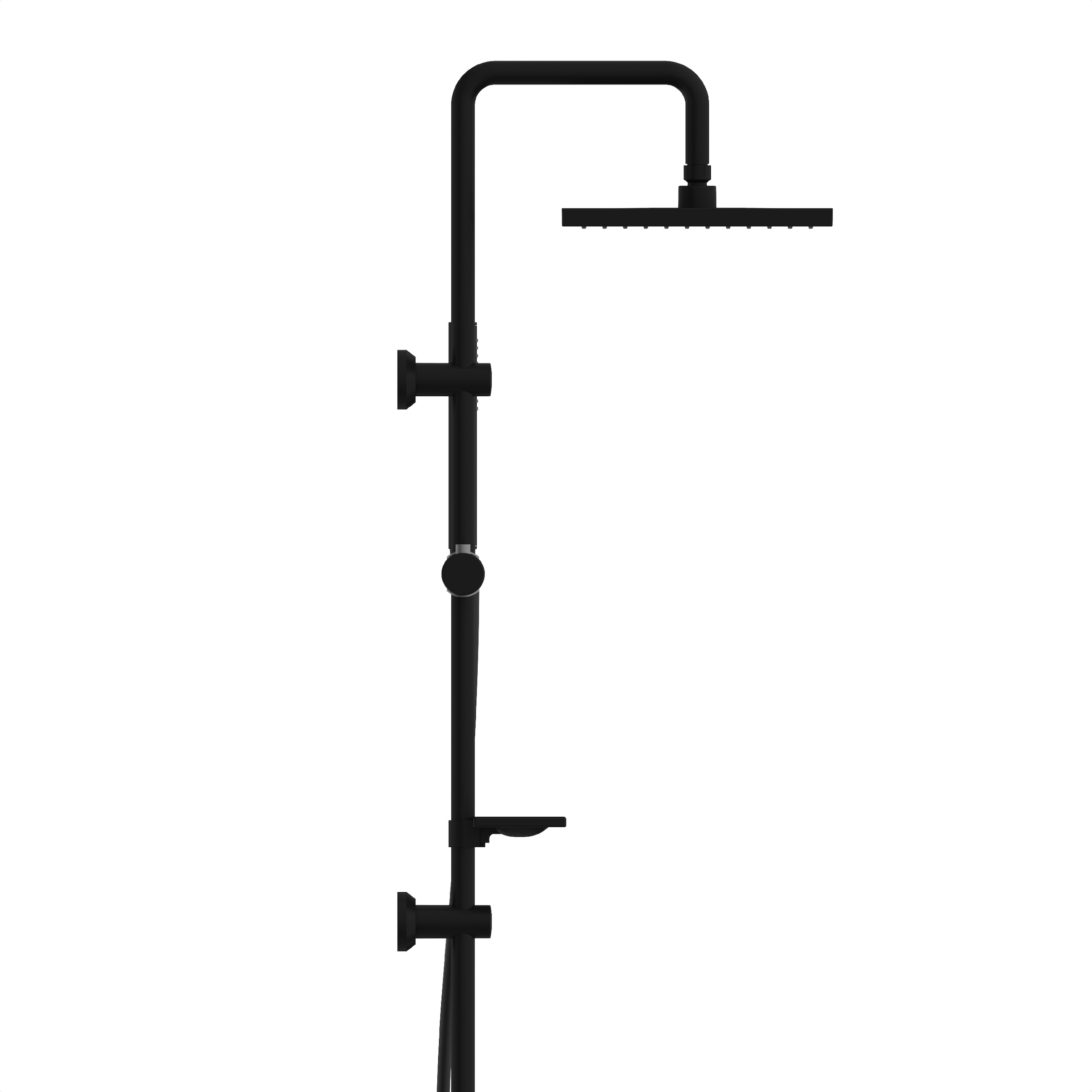 welltime Stangenbrause-Set "LINA" Überkopfbrause mit Seifenablage, 20 cm Kantenlänge.