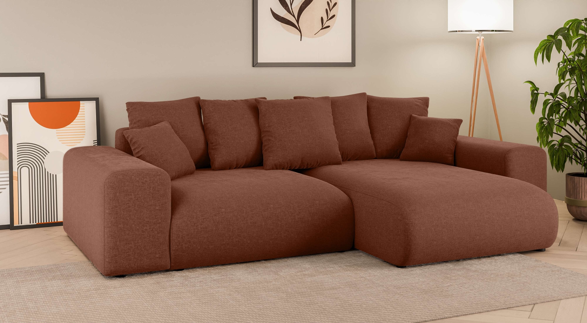 INOSIGN Ecksofa »LAKESIDE mit Bettfunktion und Bettkasten, B/T/H 257/166/84 cm«, L-Form, Recamiere beidseitig montierbar, Wellenunterfederung