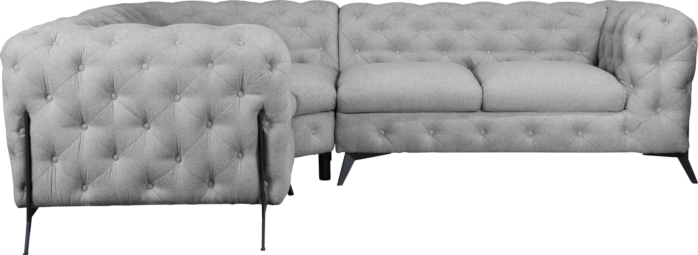 Leonique Chesterfield-Sofa »Amaury L-Form«, Chesterfield-Optik, Breite/Tiefe je 262 cm, Fußfarbe wählbar