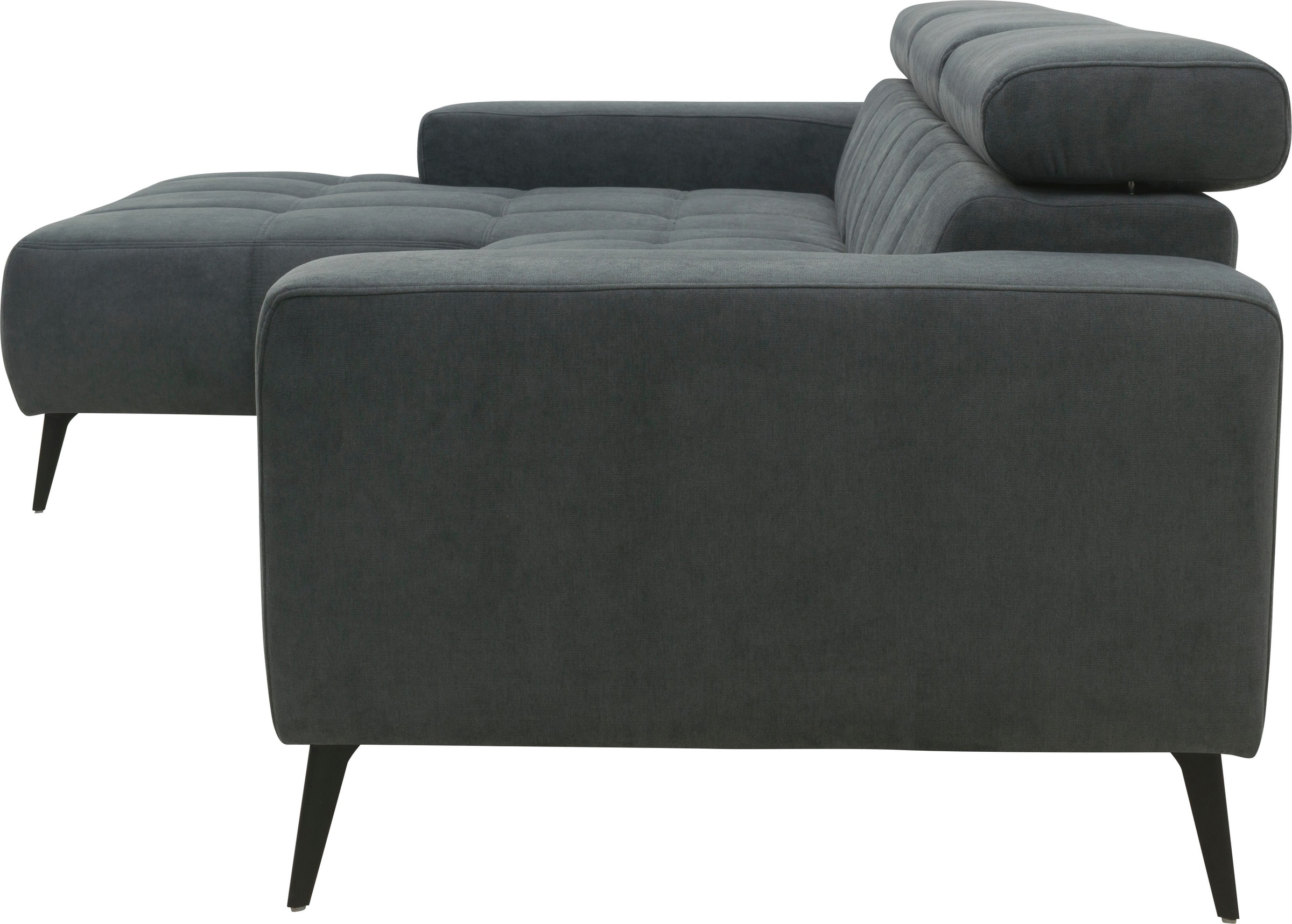 DOMO collection Ecksofa »Trento L-Form, mit Kufenfuß oder Einzelfuß«, wahlweise mit Kopfteilverstellung, Recamiere links/rechts bestellbar