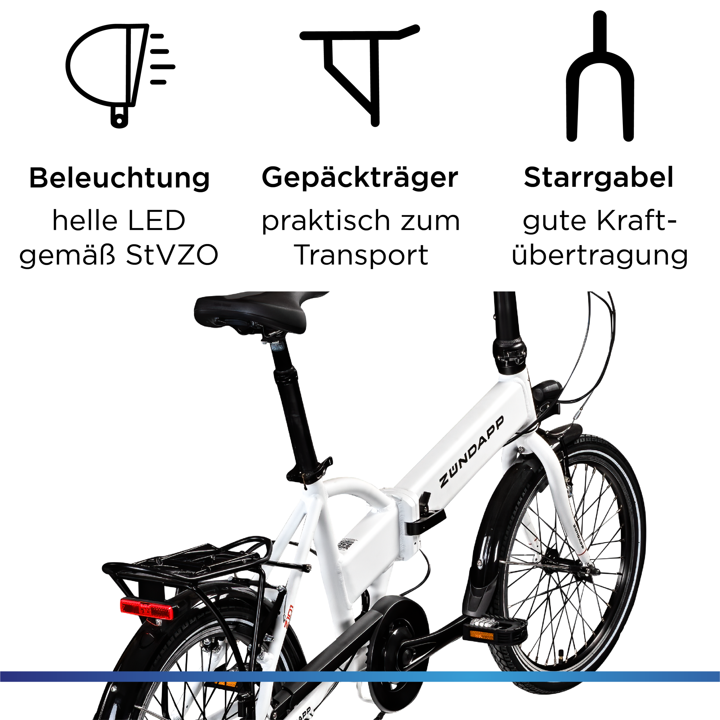 Zündapp »Z101« 6 Gang Shimano Tourney Schaltwerk Kettenschaltung Heckmotor 250 W Pedelec, Elektrofahrrad für Damen u. Herren
