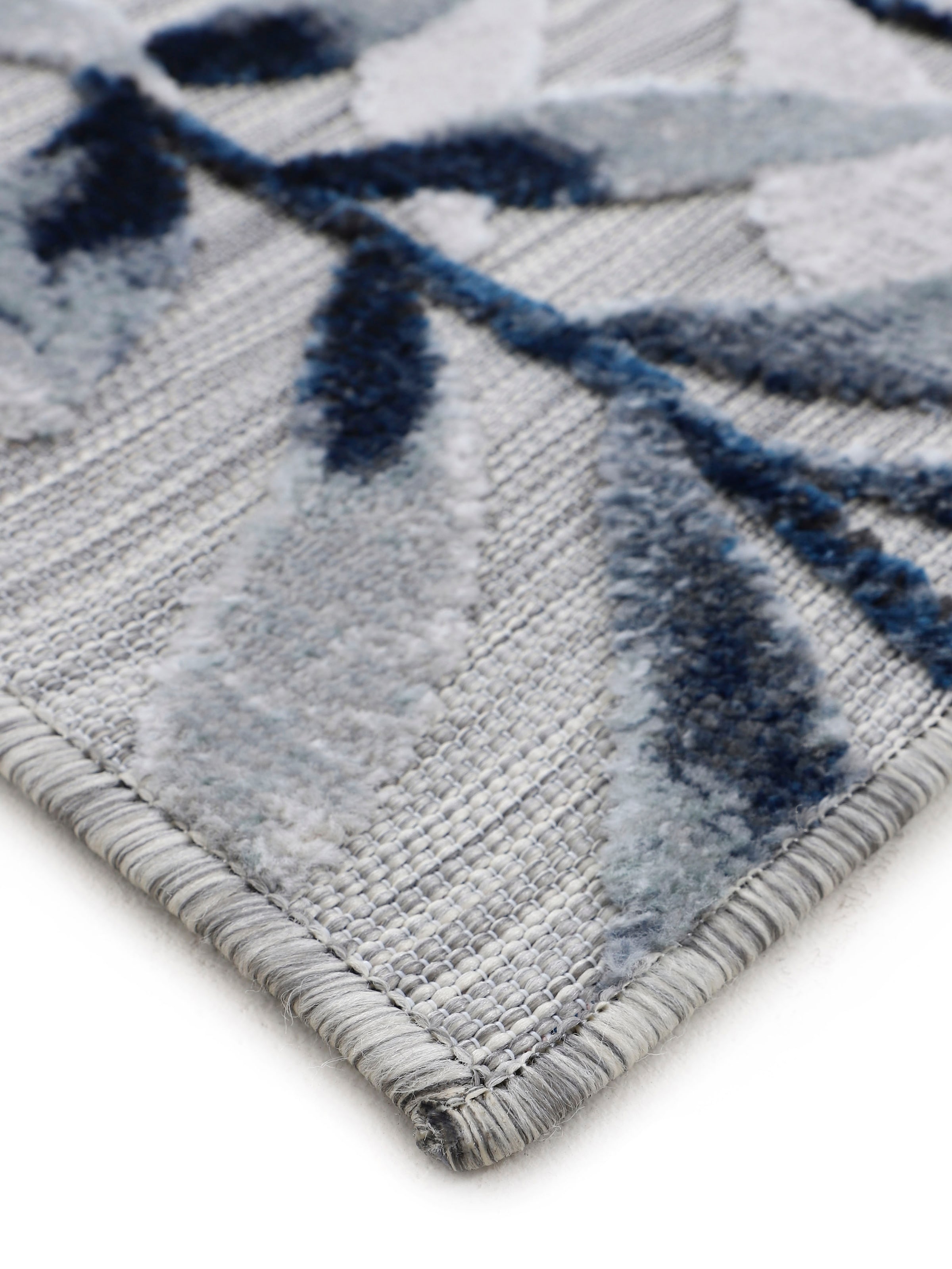 carpetfine Teppich »Deja 100«, rechteckig, 4 mm Höhe, robustes Flachgewebe, Motiv- Floral Palmenblätter, Hoch-Tief Effekt