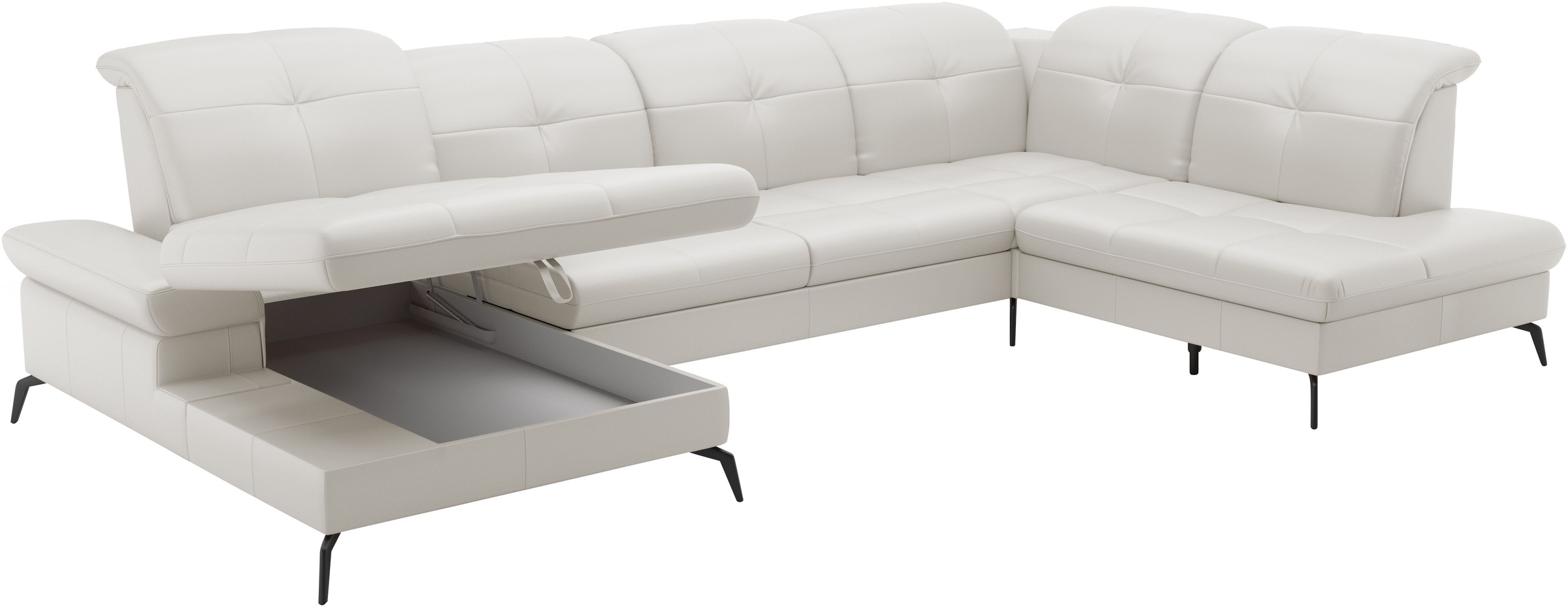 sit&more Wohnlandschaft »Amica, U-Form, inkl. Sitztiefenverstellung und Armteilverstellung«, wahlweise mit Kopfteilverstellung, Bettfunktion und Bettkasten
