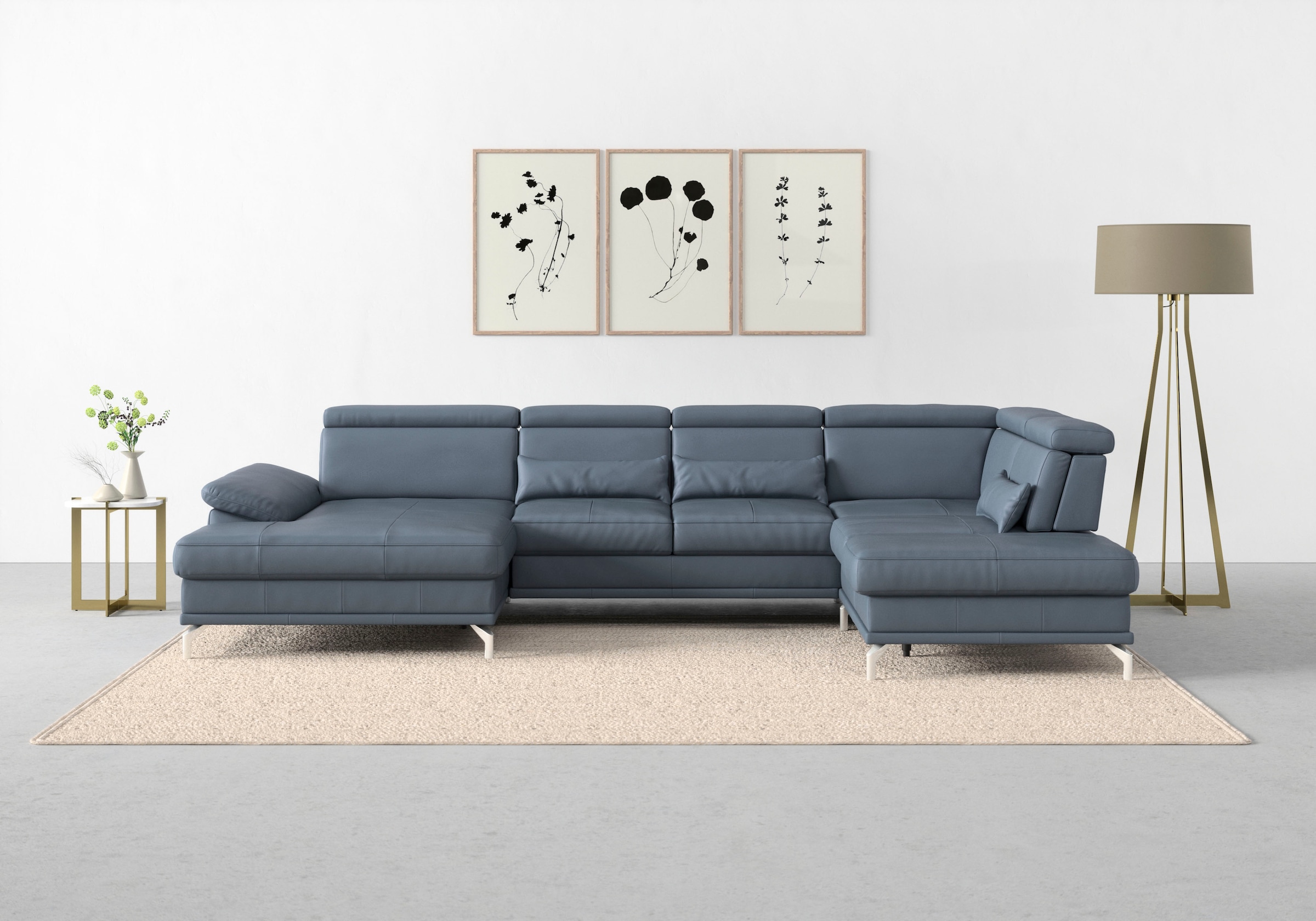 sit&more Wohnlandschaft "Cabrio U-Form, B: 359 cm, mit Sitztiefen-, Arm- & Kopfteilverstellung" 3 Nierenkissen, Federkern, optional Schlaffunktion und Stauraum