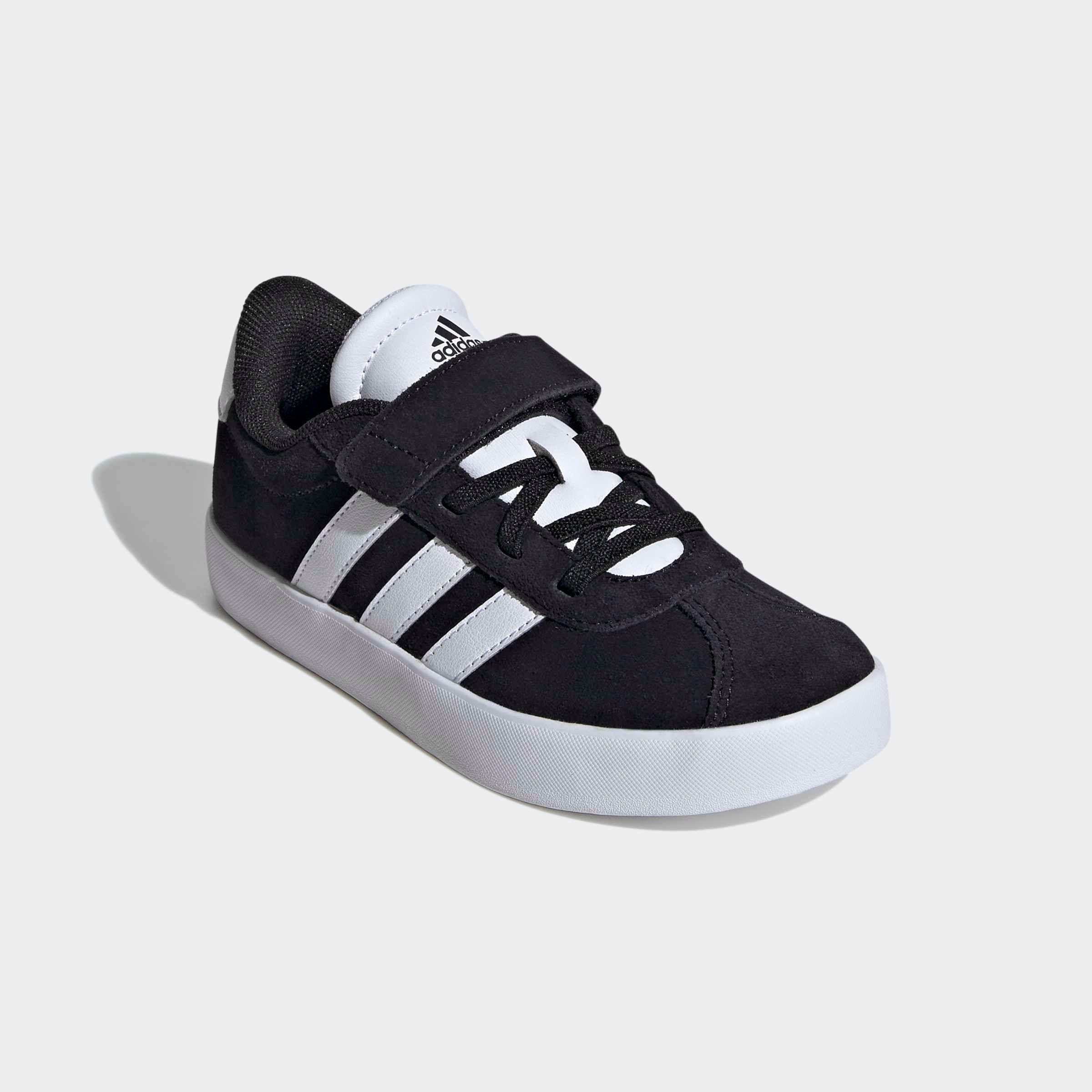 Mädchen Sneaker "VL COURT 3.0", ADIDAS SPORTSWEAR, Gr. 33, schwarz-weiß, Leder, Synthetik, Schuhe, inspiriert vom Design des adidas samba