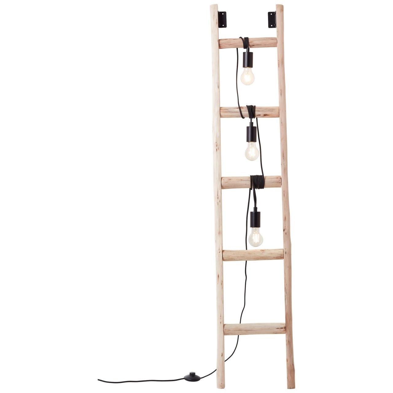 Brilliant Stehlampe »Ladder«, 3 flammig, Leuchtmittel E27 | ohne Leuchtmittel, Stehlampe 3flg schwarz/holzfarbend
