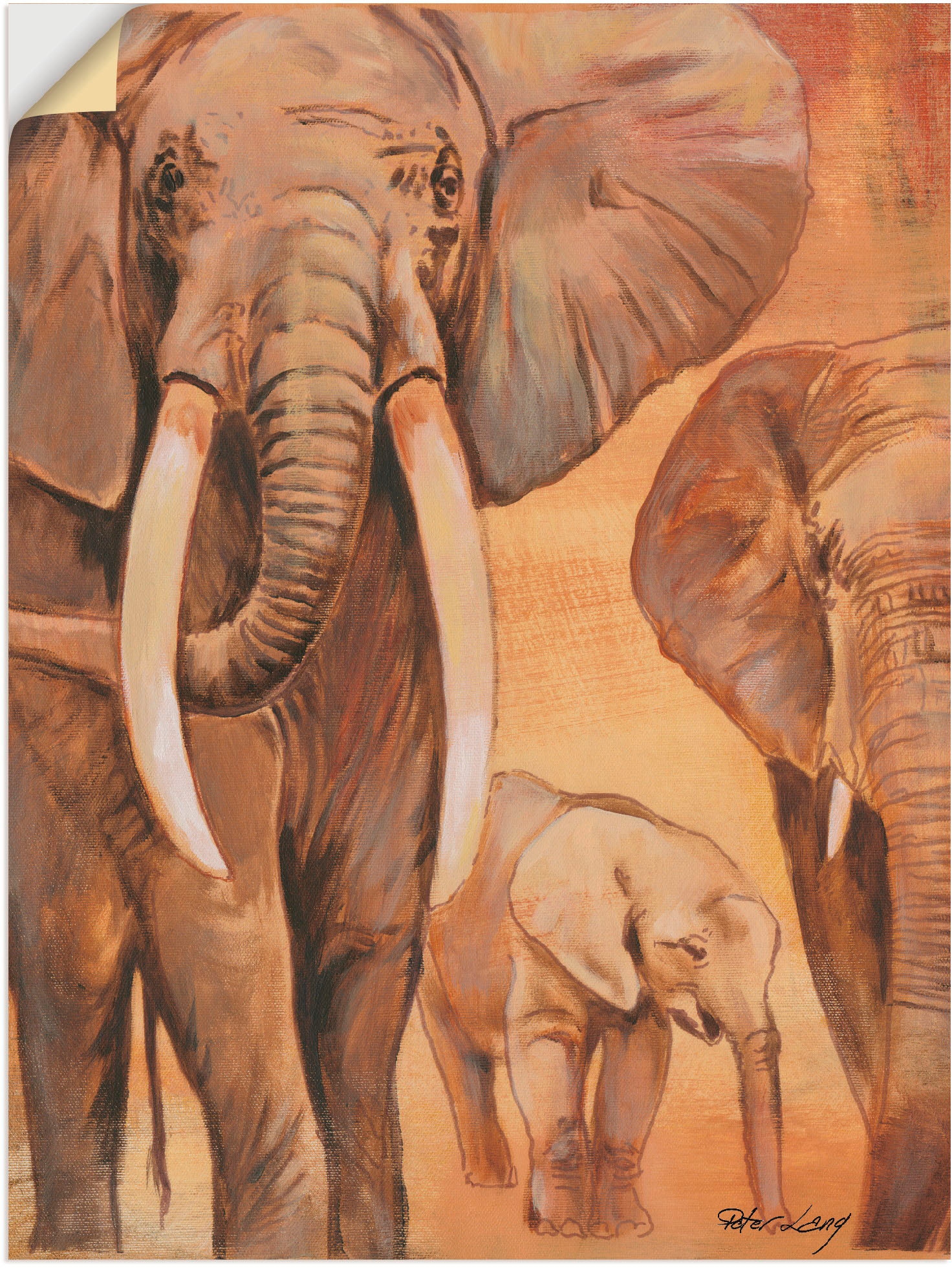Artland Leinwandbild »Elefanten I«, Wildtiere, (1 St.), auf Keilrahmen gespannt