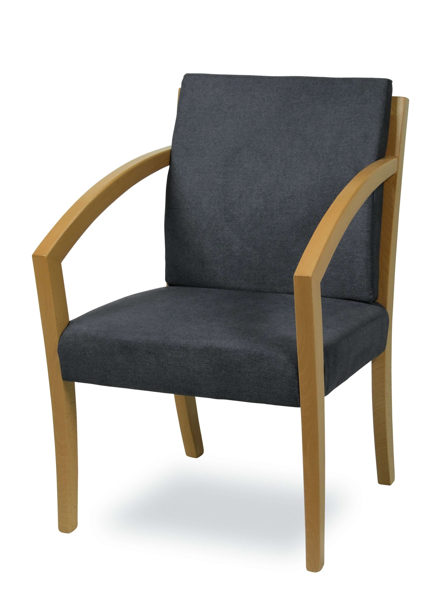 Esszimmerstuhl HOME AFFAIRE "G98 George Armlehnstuhl, Sessel, in 3 Gestellfarben Made in Italy", dunkelgrau, natur, dunkelgrau, B:58,5cm H:87cm T:65cm, Massivholz, Stühle, Esszimmerstuhl, Extra-confort, Fleckenabweisendes Gewebe, Massivholz