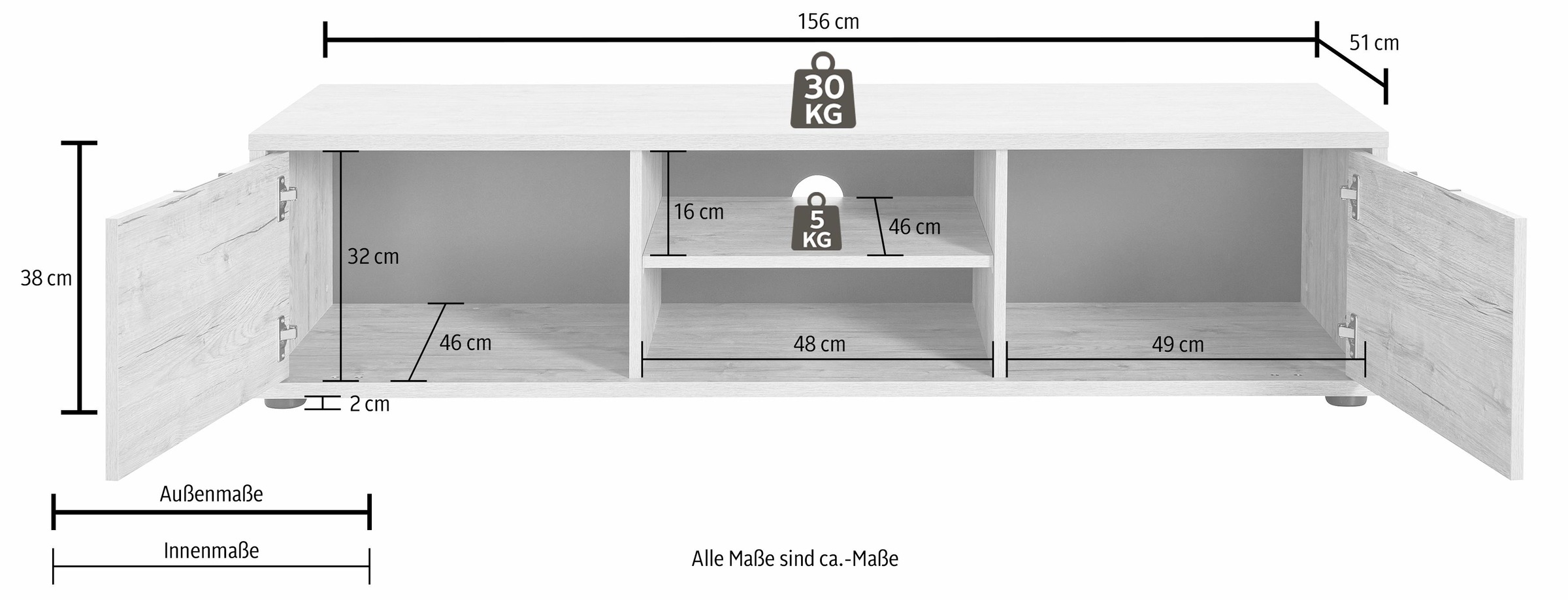 INOSIGN Lowboard »Palma«, Breite 156 cm