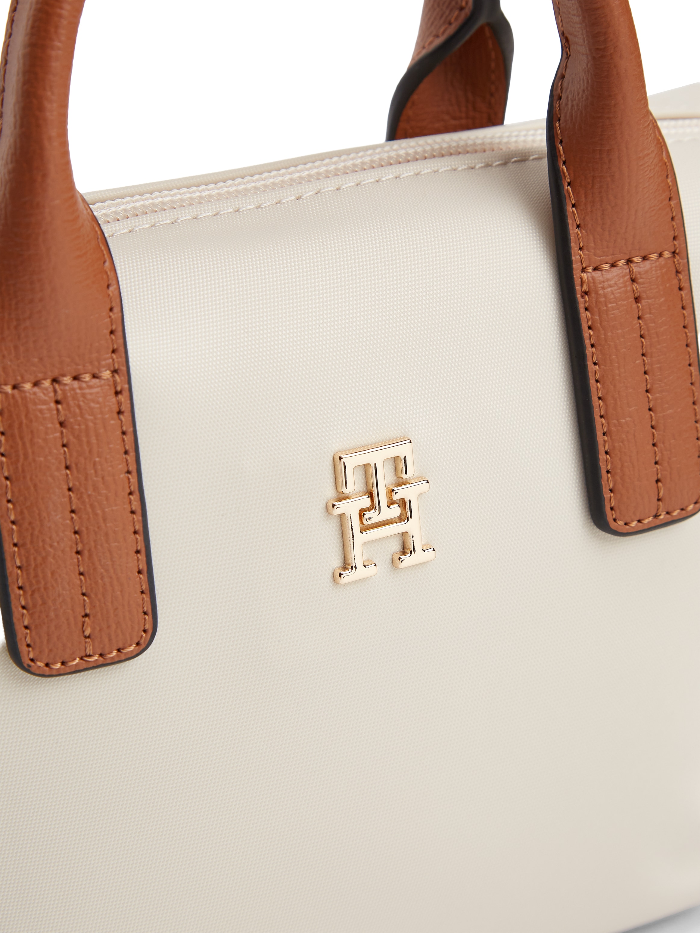 Tommy Hilfiger Tragetasche »POPETTE MICRO TOTE« Damen Schultertasche, Handtasche mit kontrastfarbigen Tragegriffen