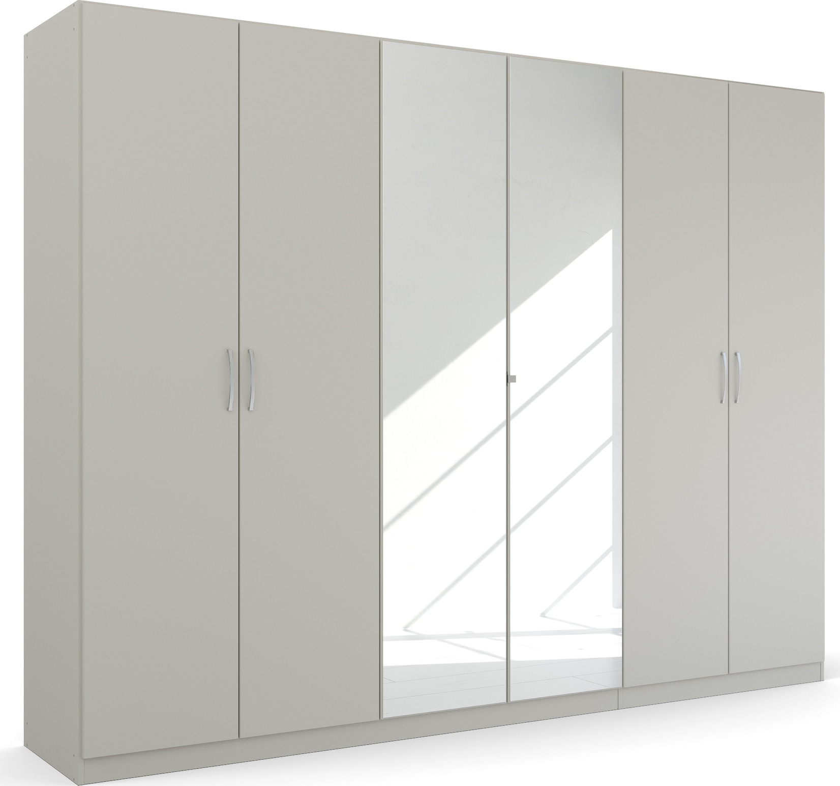rauch Drehtürenschrank "Kleiderschrank Schrank Garderobe Ankleide PURE BY QUADRA SPIN" Breiten: 181/226/271 cm, Höhe 210 cm, in puristischem Design mit Griffen in Alufarben MADE IN GERMANY